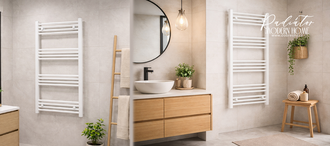 Koupelnový radiátor BASIC 500x1200mm, 482W - BÍLÁ