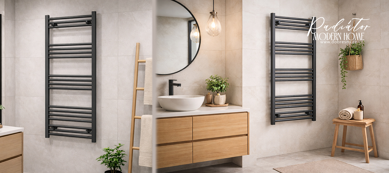 Koupelnový radiátor BASIC 300x1200mm, 336W - ČERNÁ