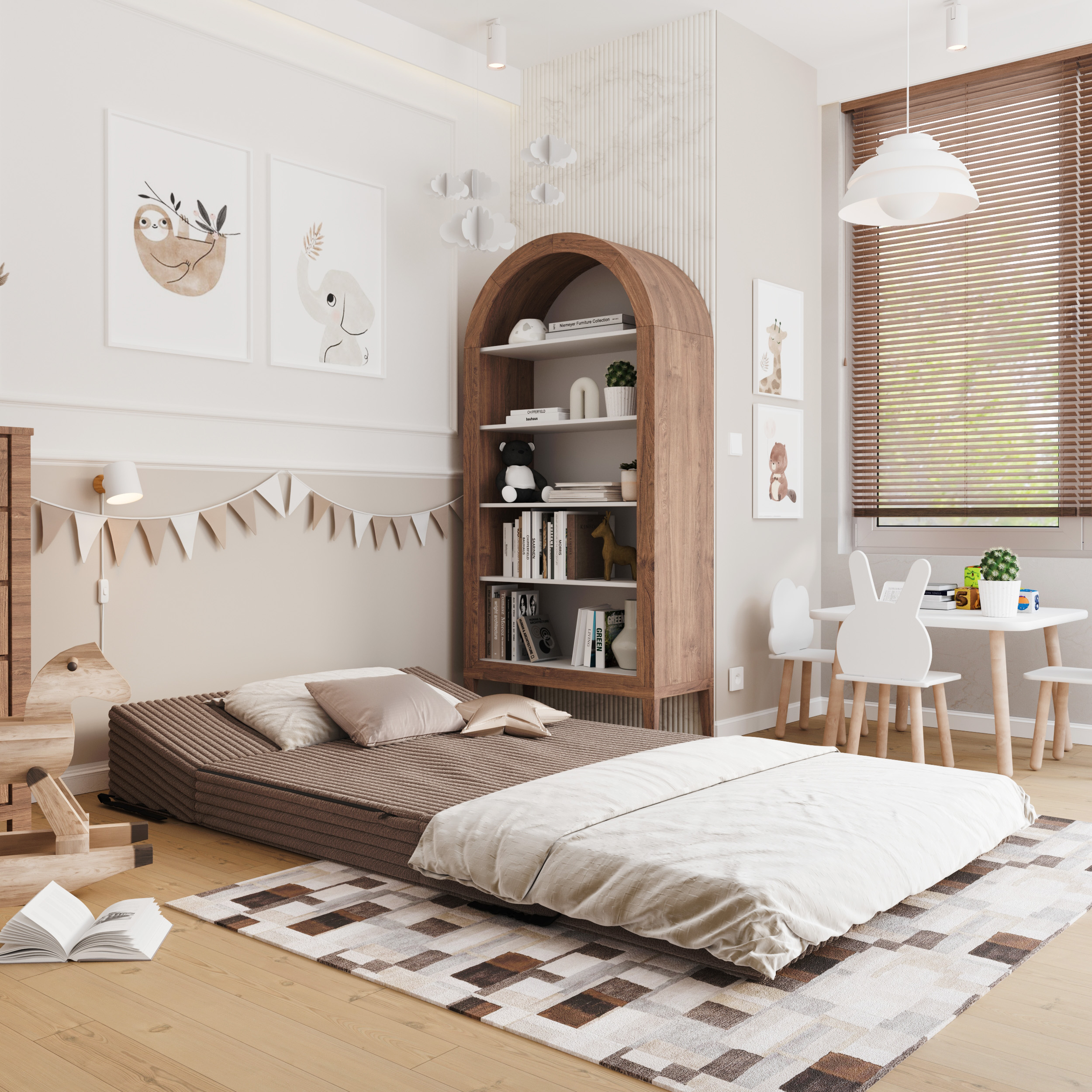 Rozkládací pohovka SUZI HNĚDÁ SZTRUKS 120x200 výška 14 cm