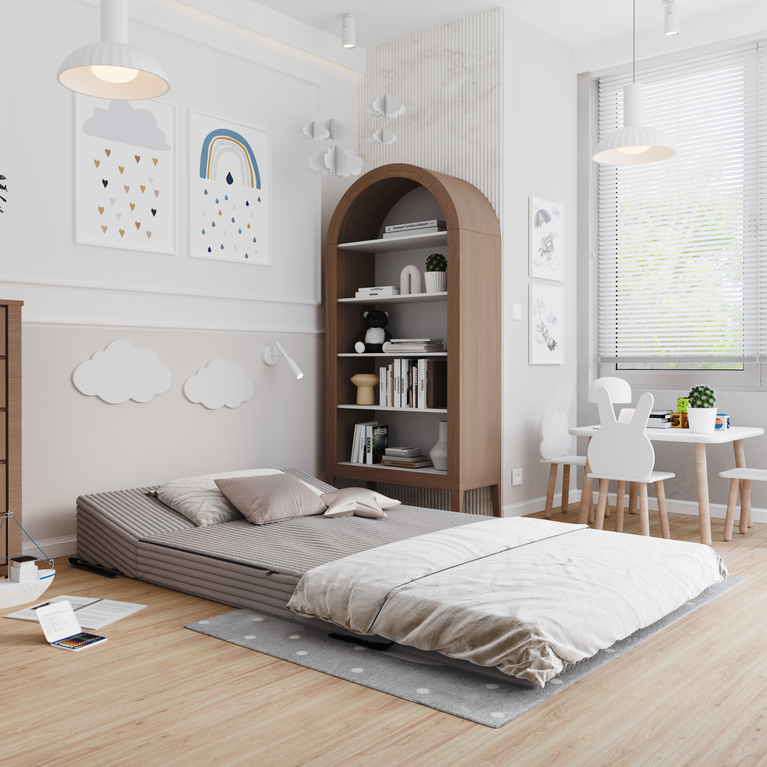 Rozkládací pohovka SUZI ŠEDÁ SZTRUKS 120x200 výška 14 cm