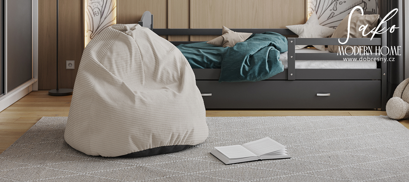 Sedací vak SAKO z manšestru SZTRUKS krémový 95x115 cm