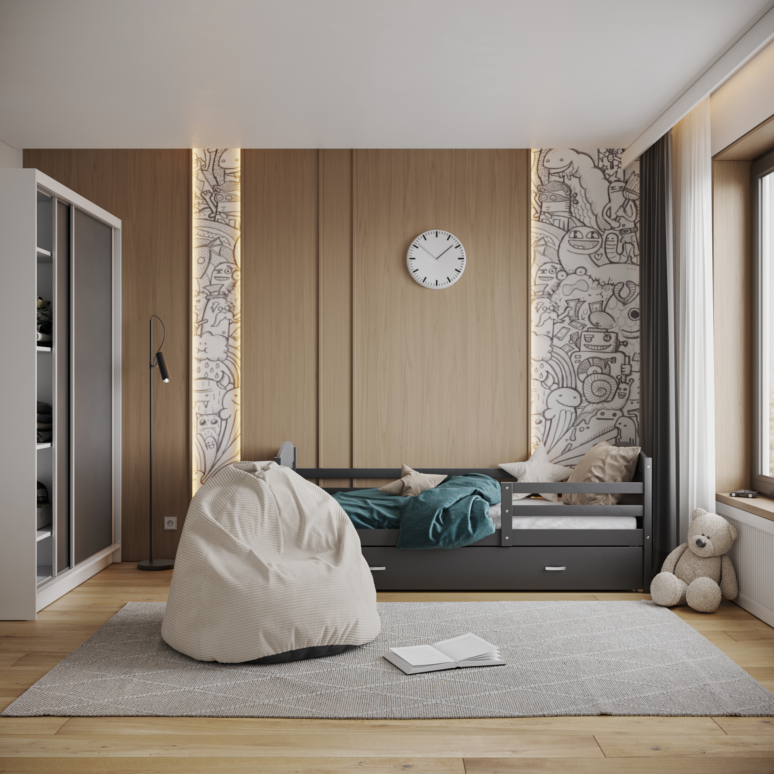 Sedací vak SAKO z manšestru SZTRUKS krémový 95x115 cm