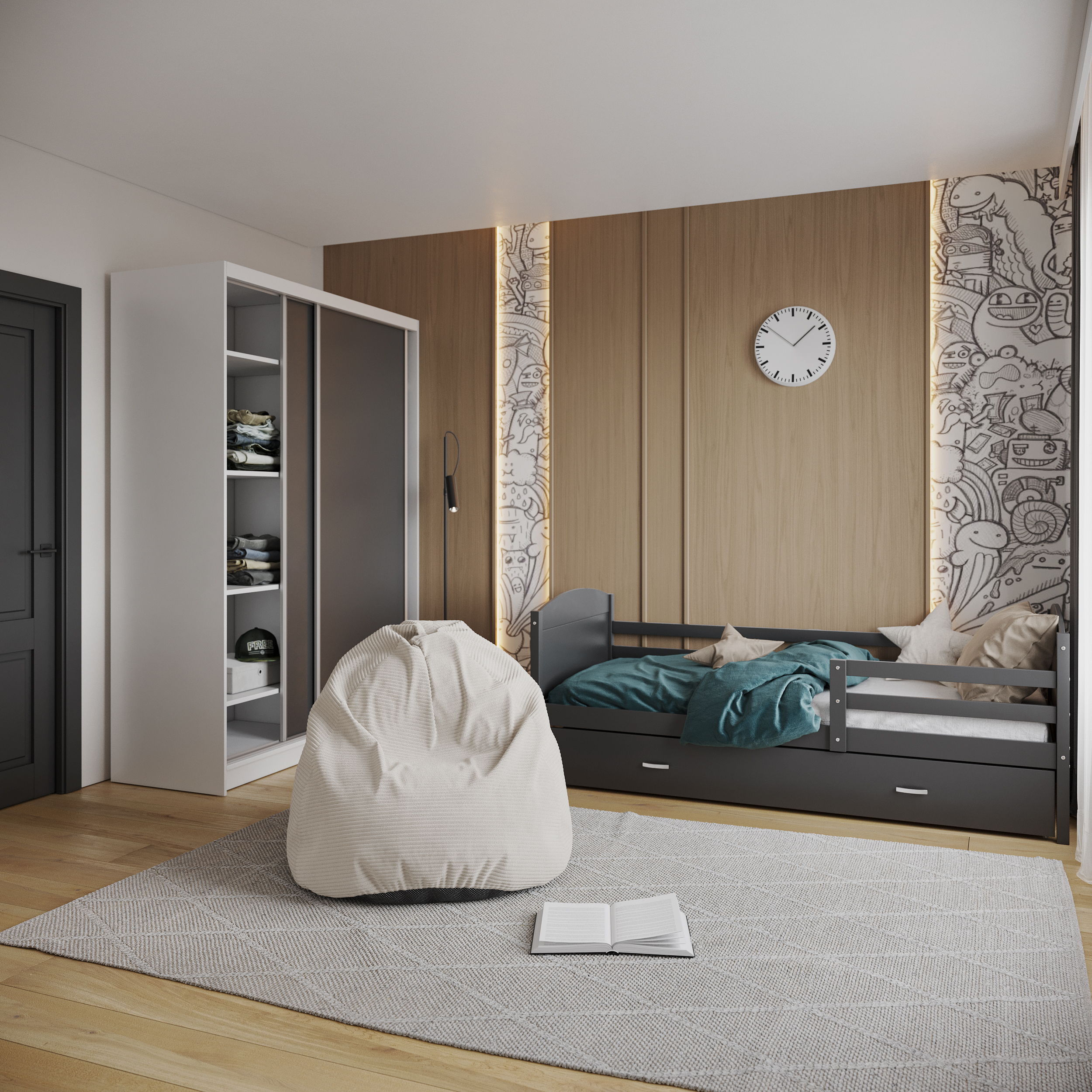 Sedací vak SAKO z manšestru SZTRUKS krémový 95x115 cm