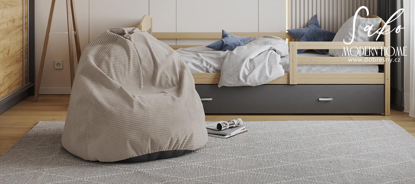 Sedací vak SAKO z manšestru SZTRUKS béžový 95x115 cm