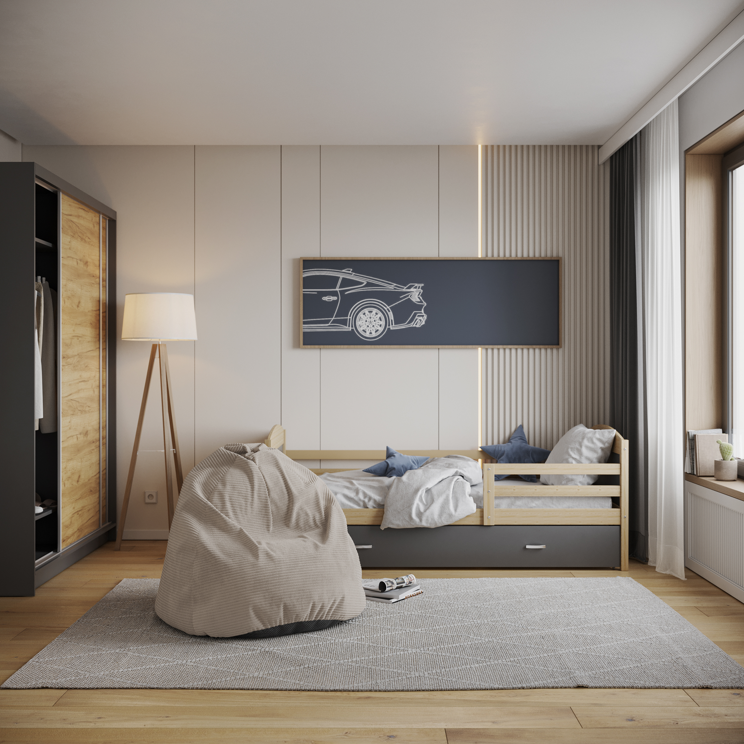 Sedací vak SAKO z manšestru SZTRUKS béžový 95x115 cm