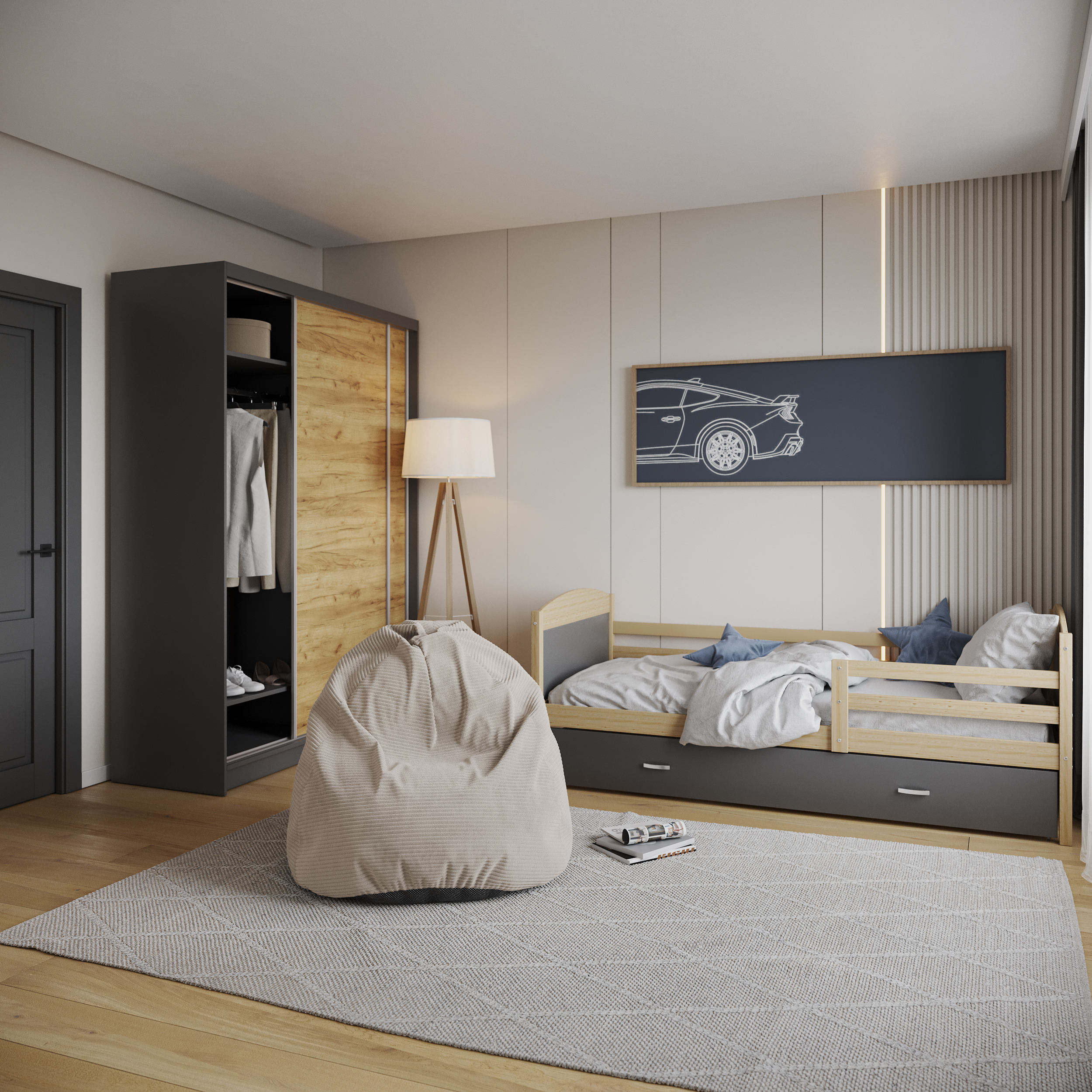 Sedací vak SAKO z manšestru SZTRUKS béžový 95x115 cm