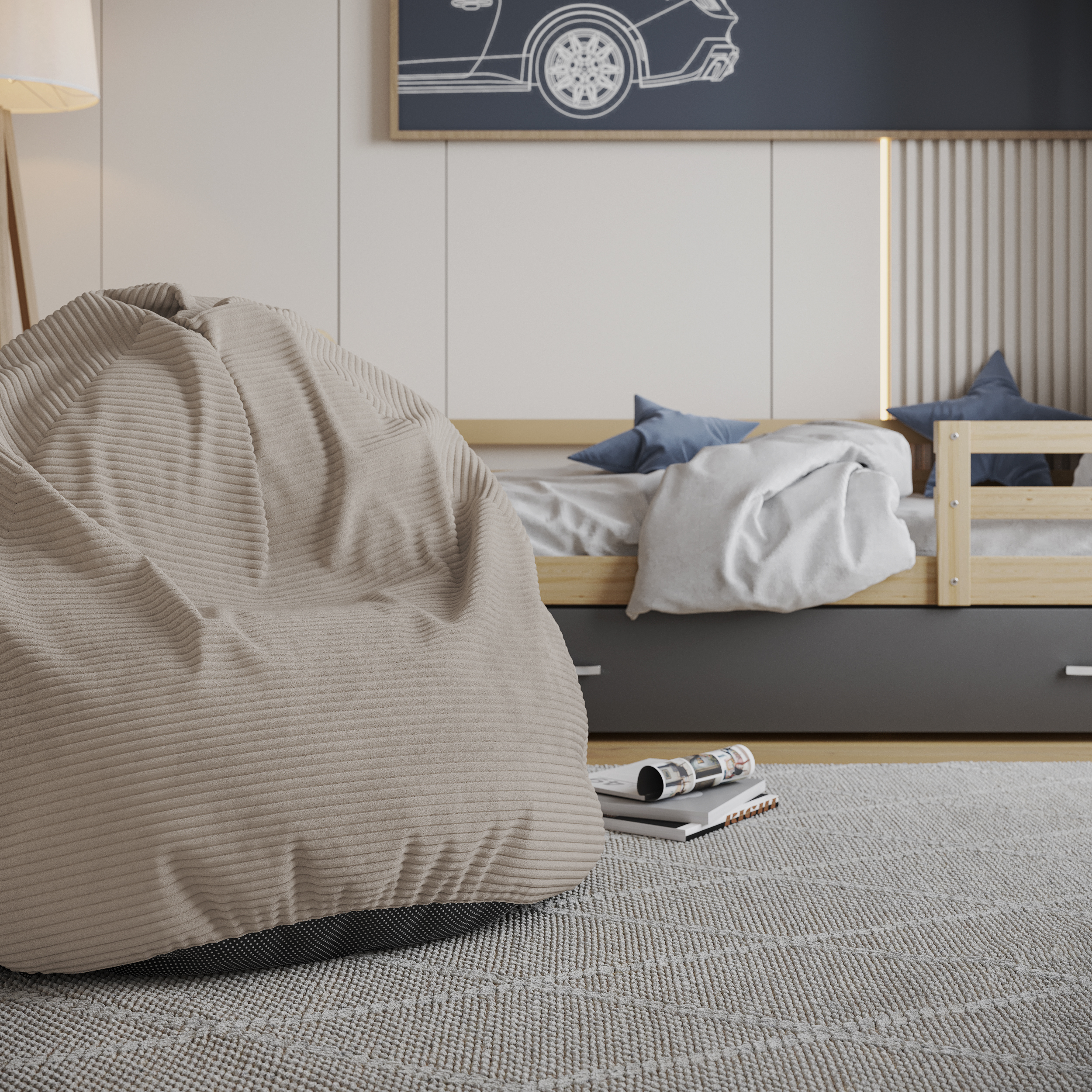 Sedací vak SAKO z manšestru SZTRUKS béžový 95x115 cm