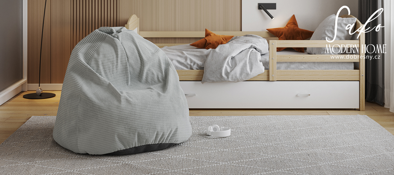 Sedací vak SAKO z manšestru SZTRUKS šedý 95x115 cm