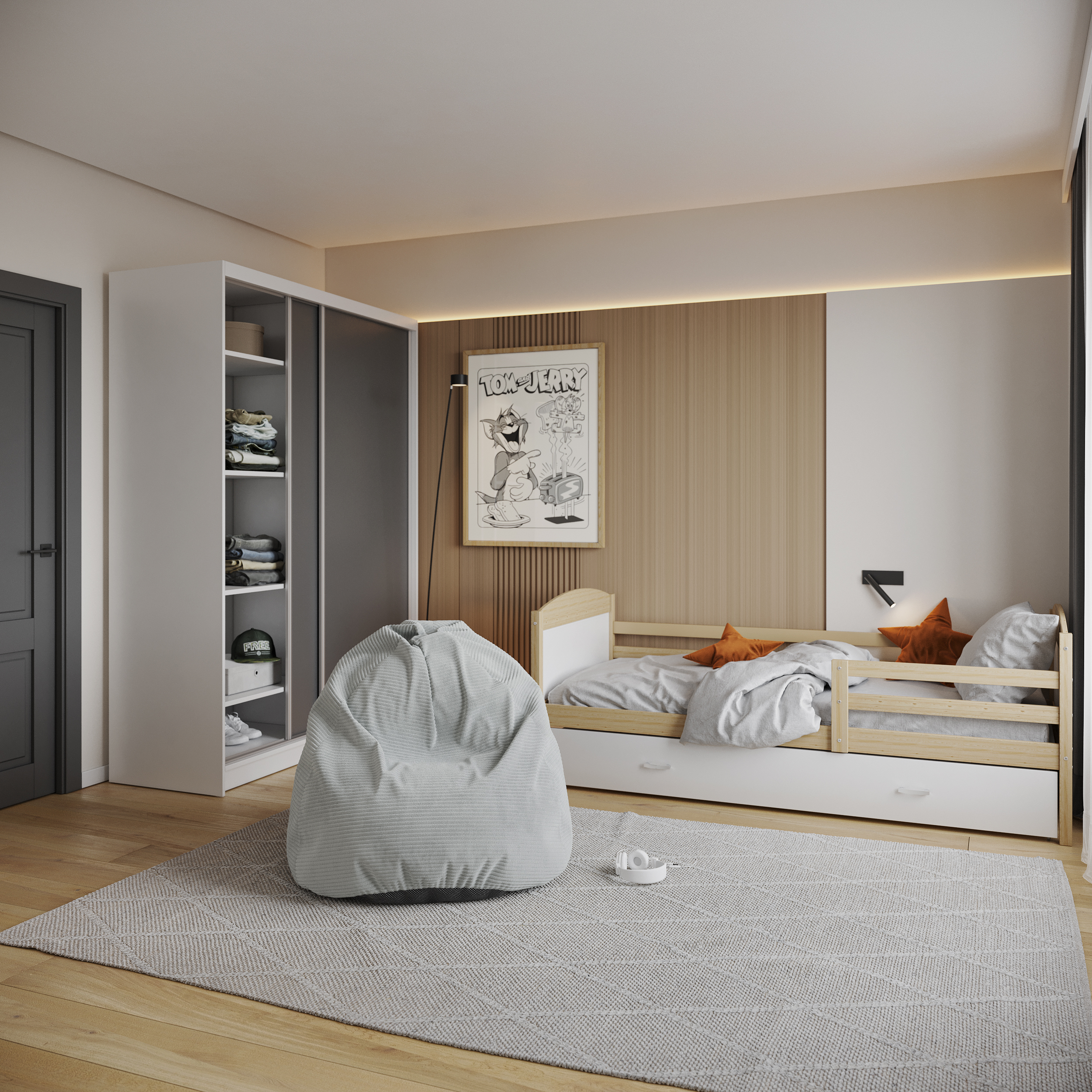 Sedací vak SAKO z manšestru SZTRUKS šedý 95x115 cm