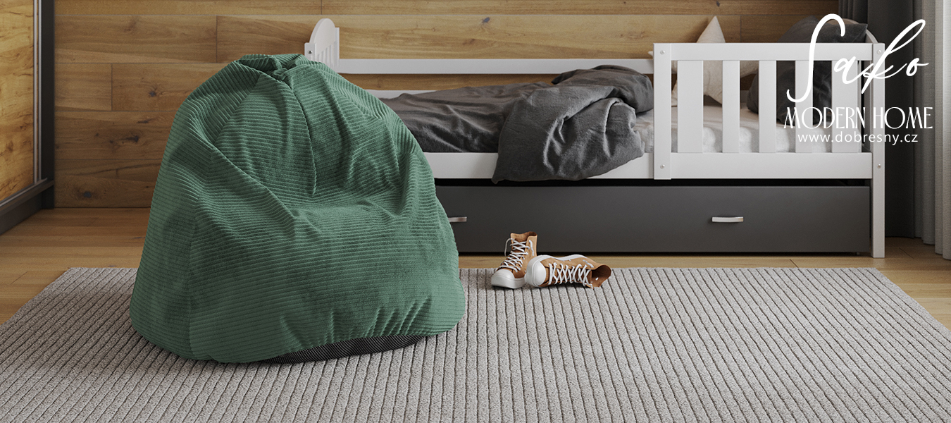 Sedací vak SAKO z manšestru SZTRUKS zelený 95x115 cm