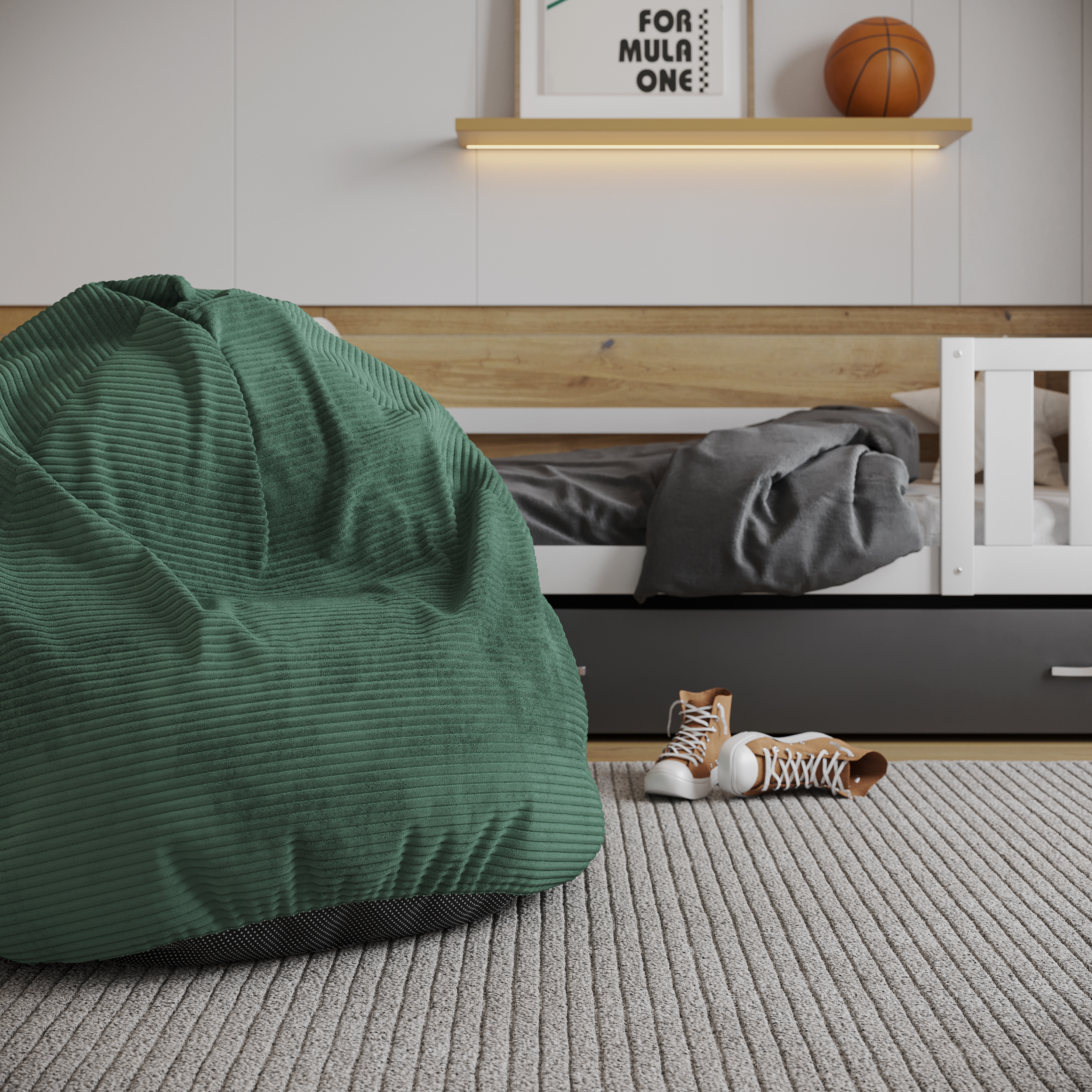 Sedací vak SAKO z manšestru SZTRUKS zelený 95x115 cm