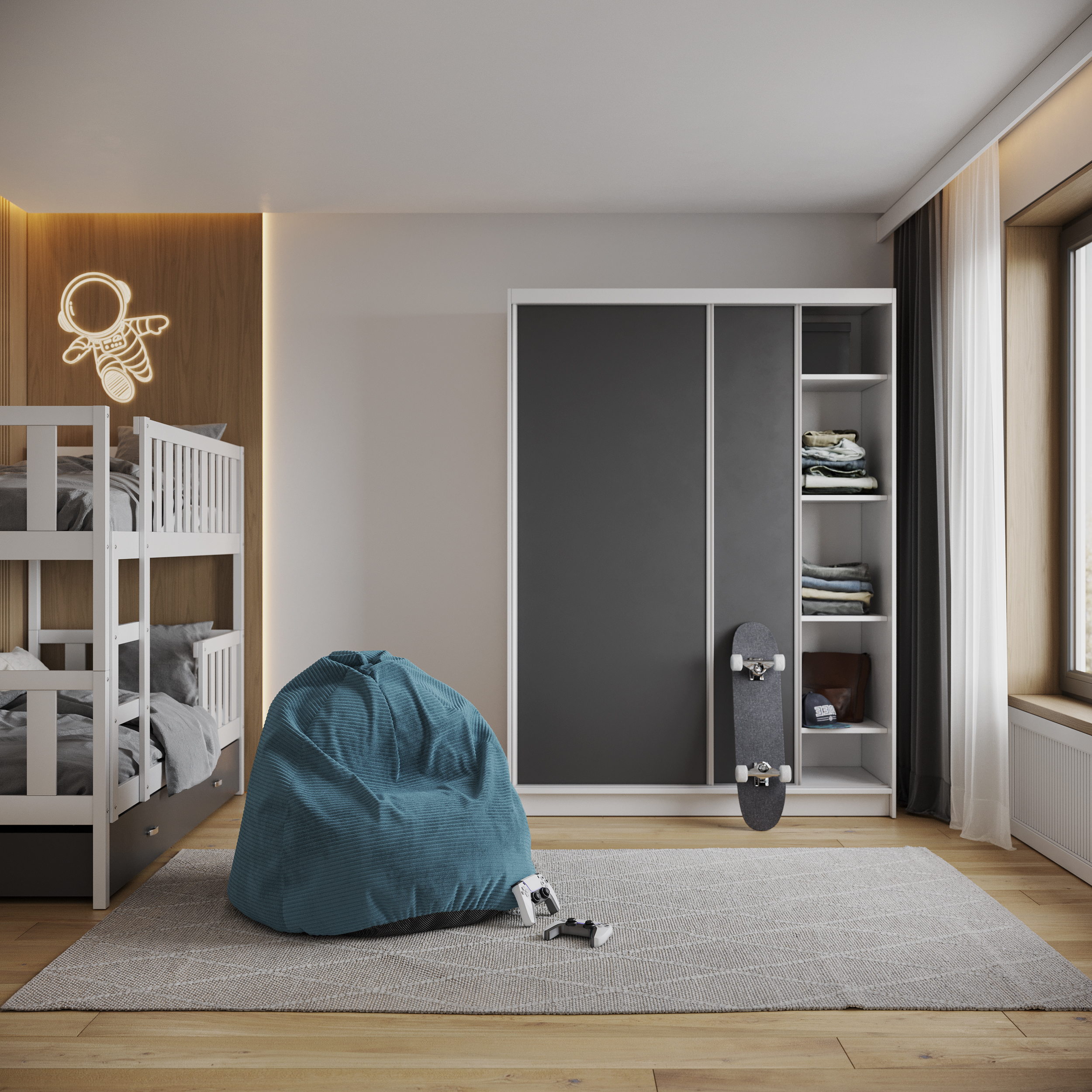 Sedací vak SAKO z manšestru SZTRUKS modrý 95x115 cm