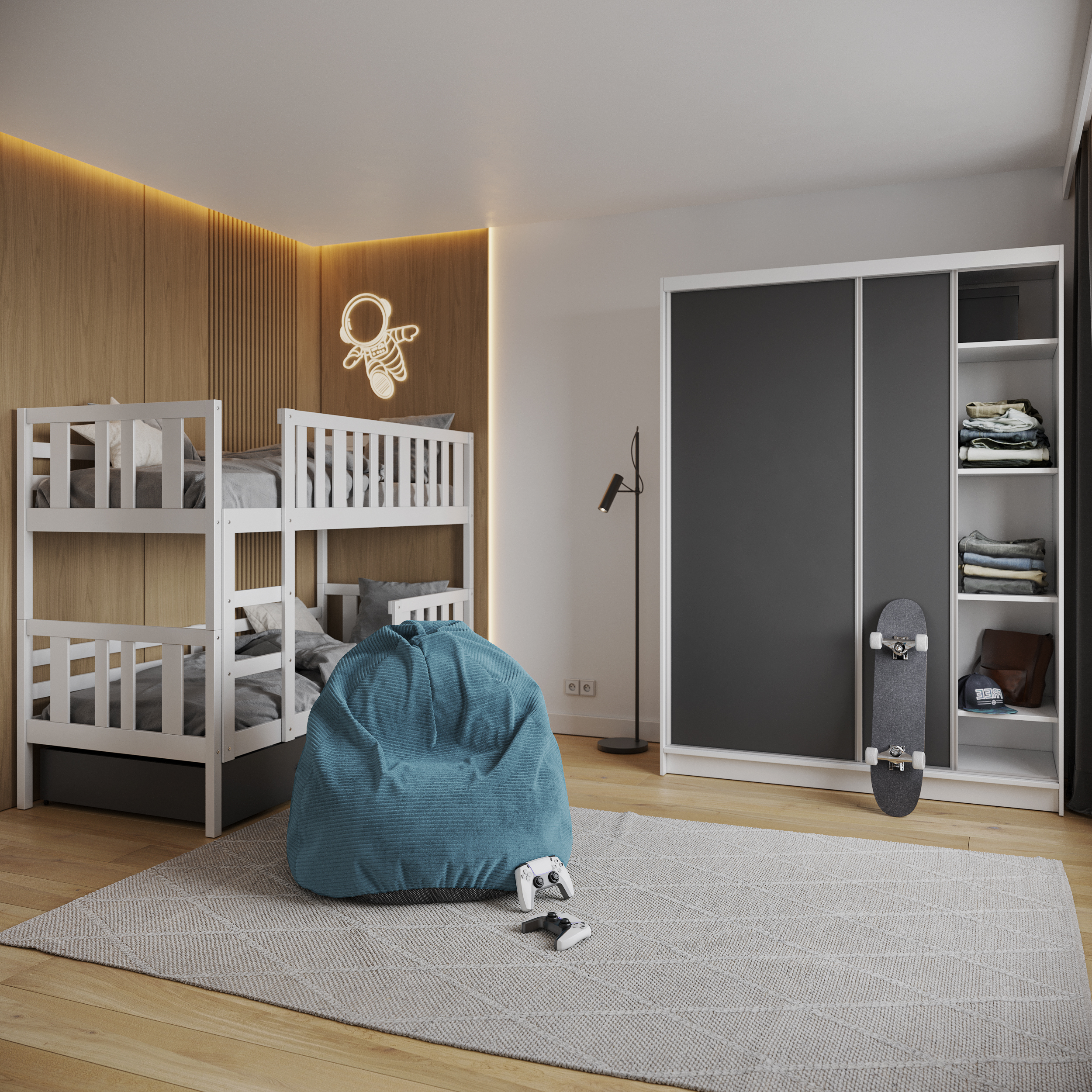 Sedací vak SAKO z manšestru SZTRUKS modrý 95x115 cm