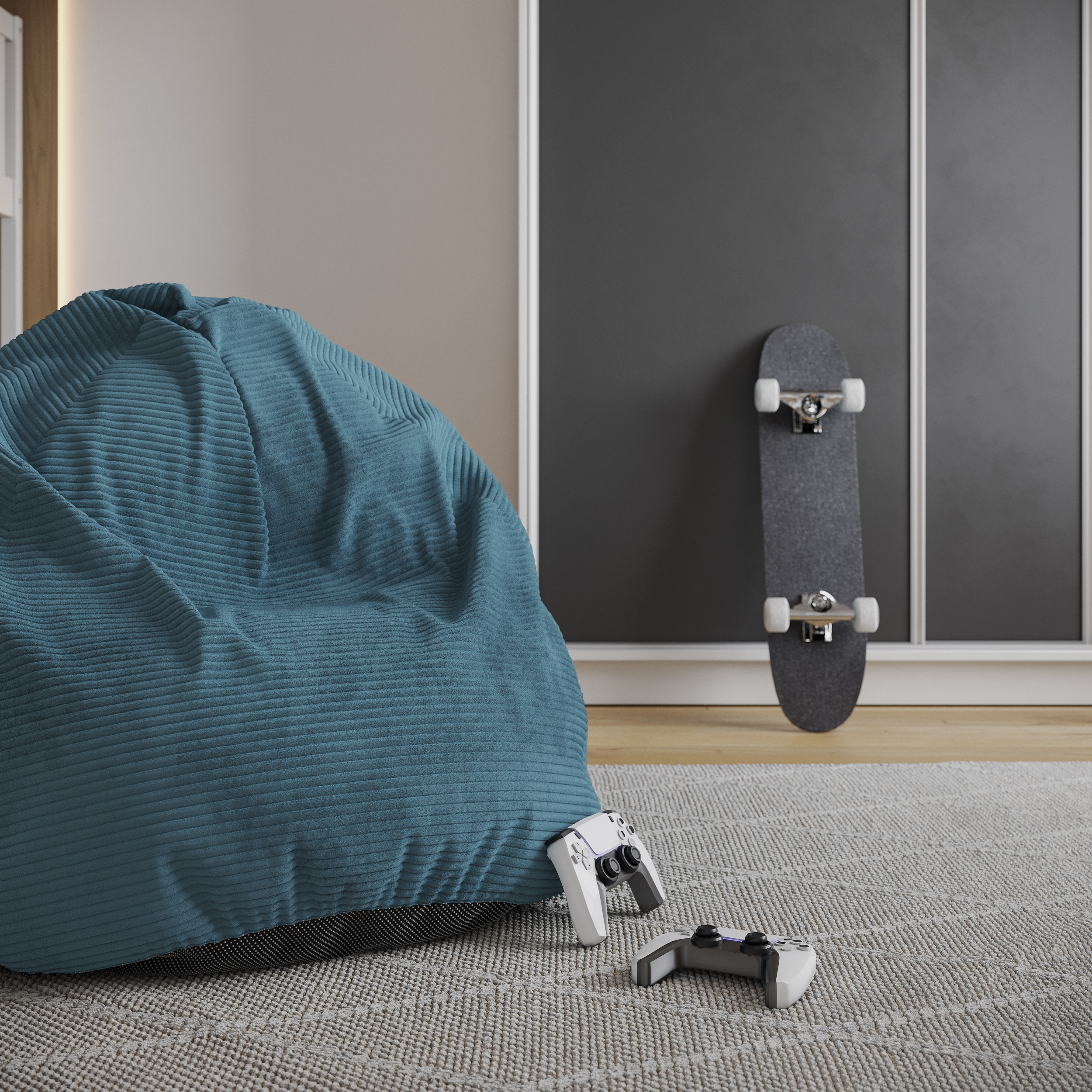 Sedací vak SAKO z manšestru SZTRUKS modrý 95x115 cm