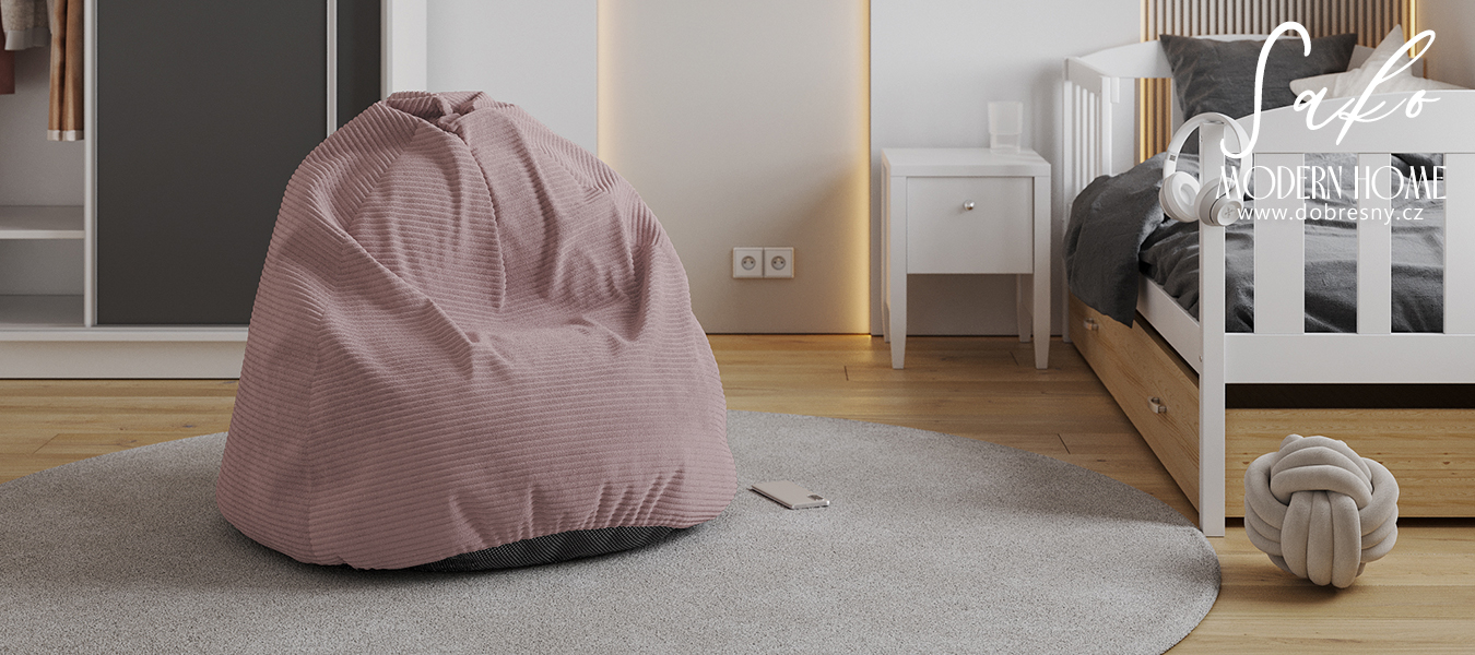 Sedací vak SAKO z manšestru SZTRUKS pudrově růžový 95x115 cm