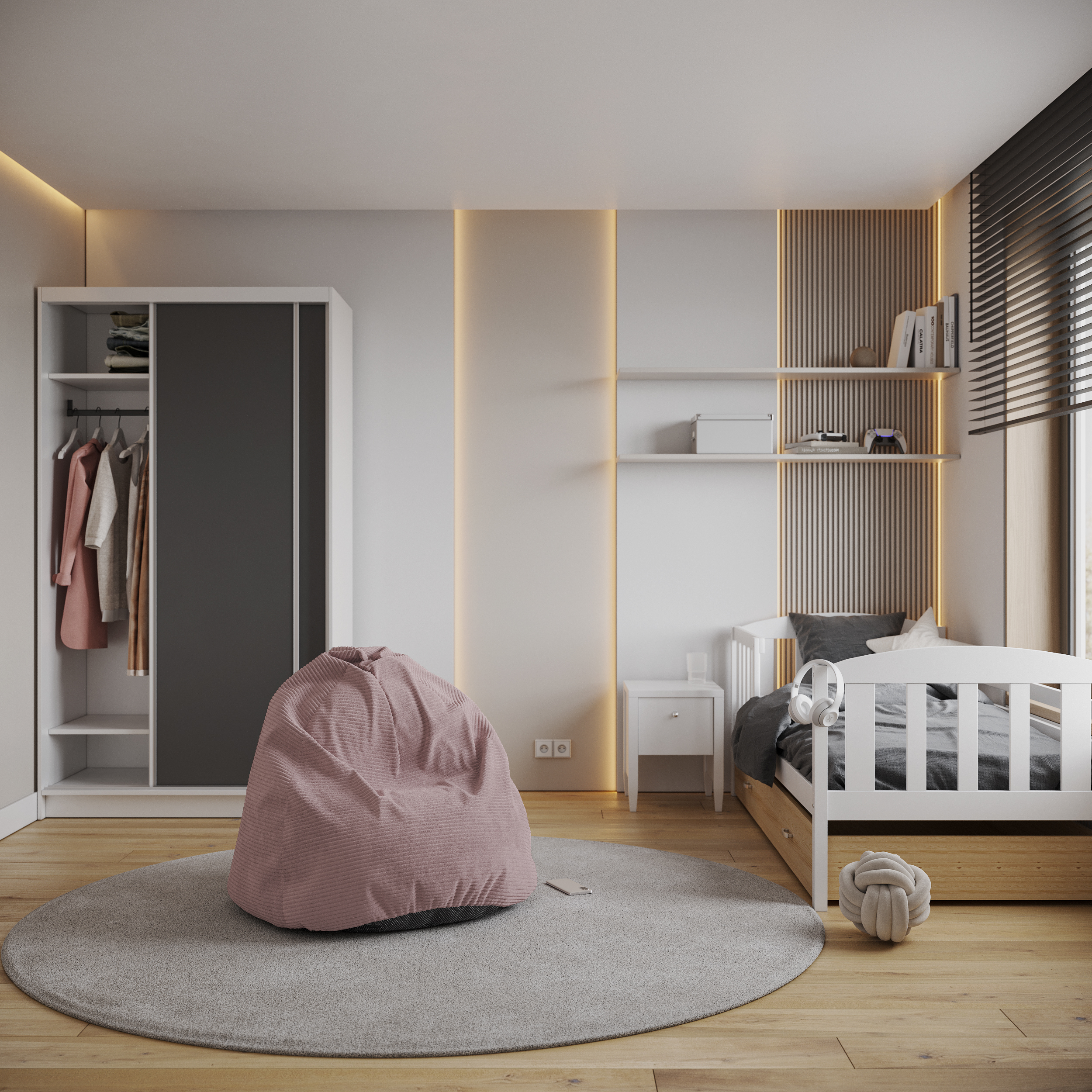 Sedací vak SAKO z manšestru SZTRUKS pudrově růžový 95x115 cm