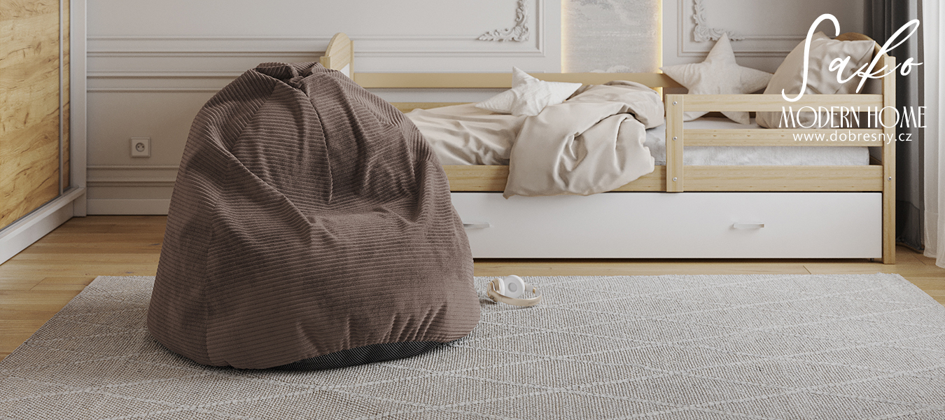 Sedací vak SAKO z manšestru SZTRUKS hnědý 95x115 cm