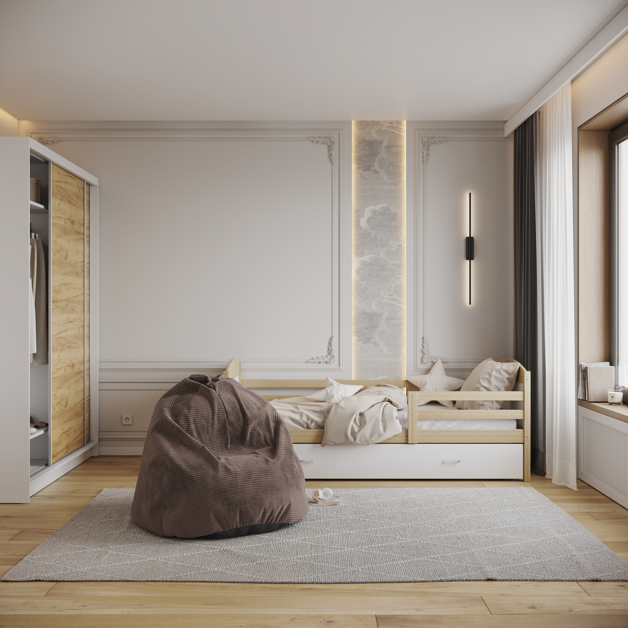 Sedací vak SAKO z manšestru SZTRUKS hnědý 95x115 cm