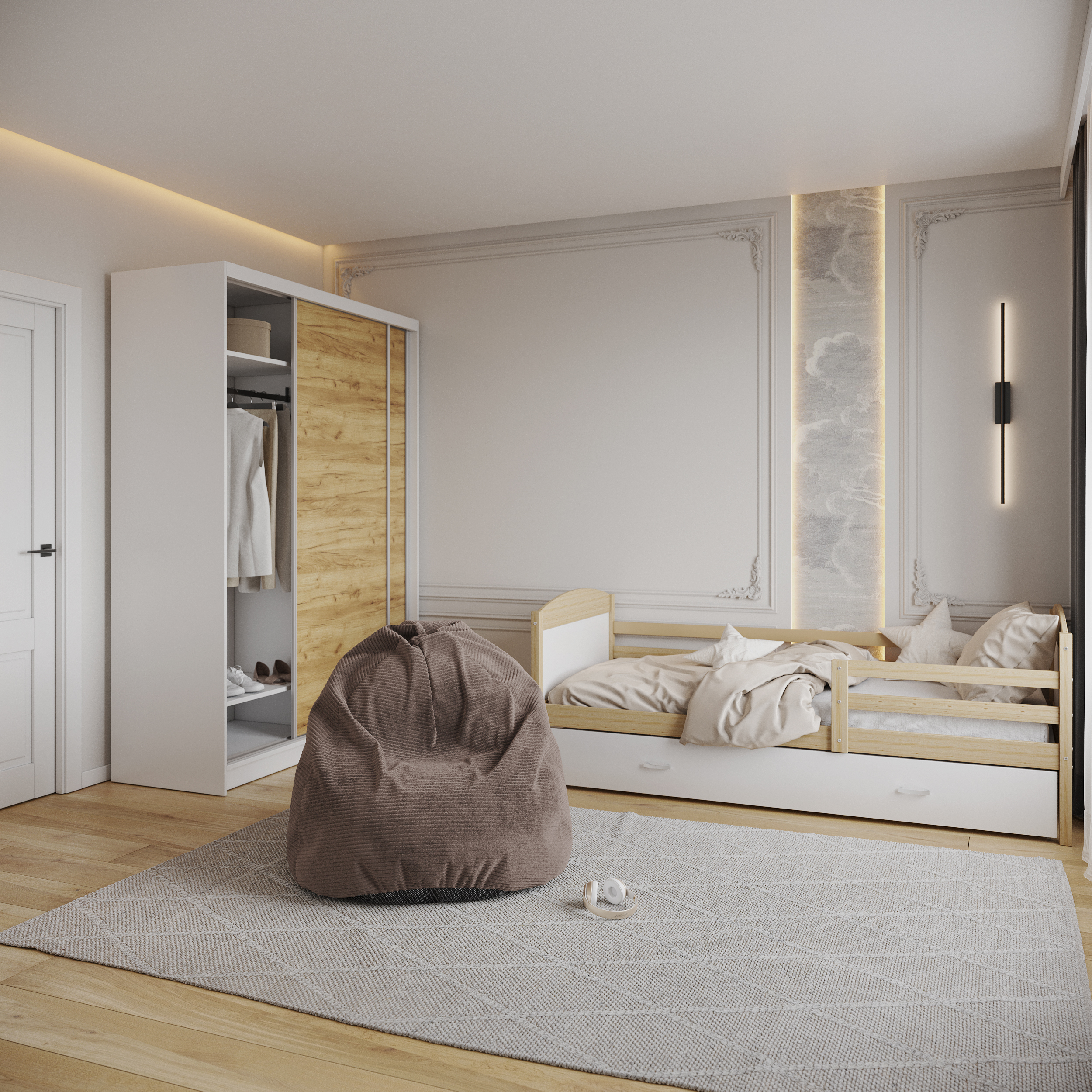 Sedací vak SAKO z manšestru SZTRUKS hnědý 95x115 cm