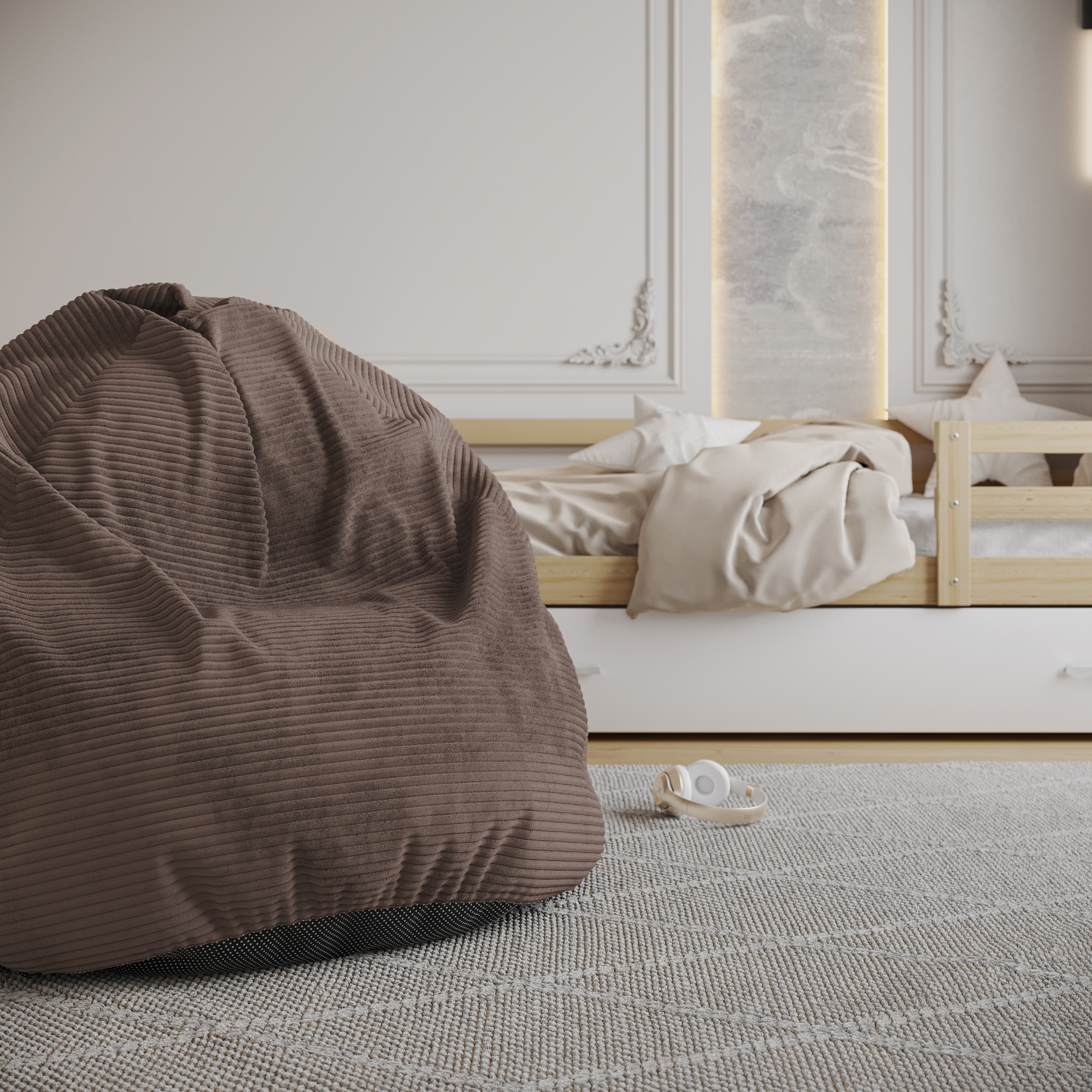 Sedací vak SAKO z manšestru SZTRUKS hnědý 95x115 cm