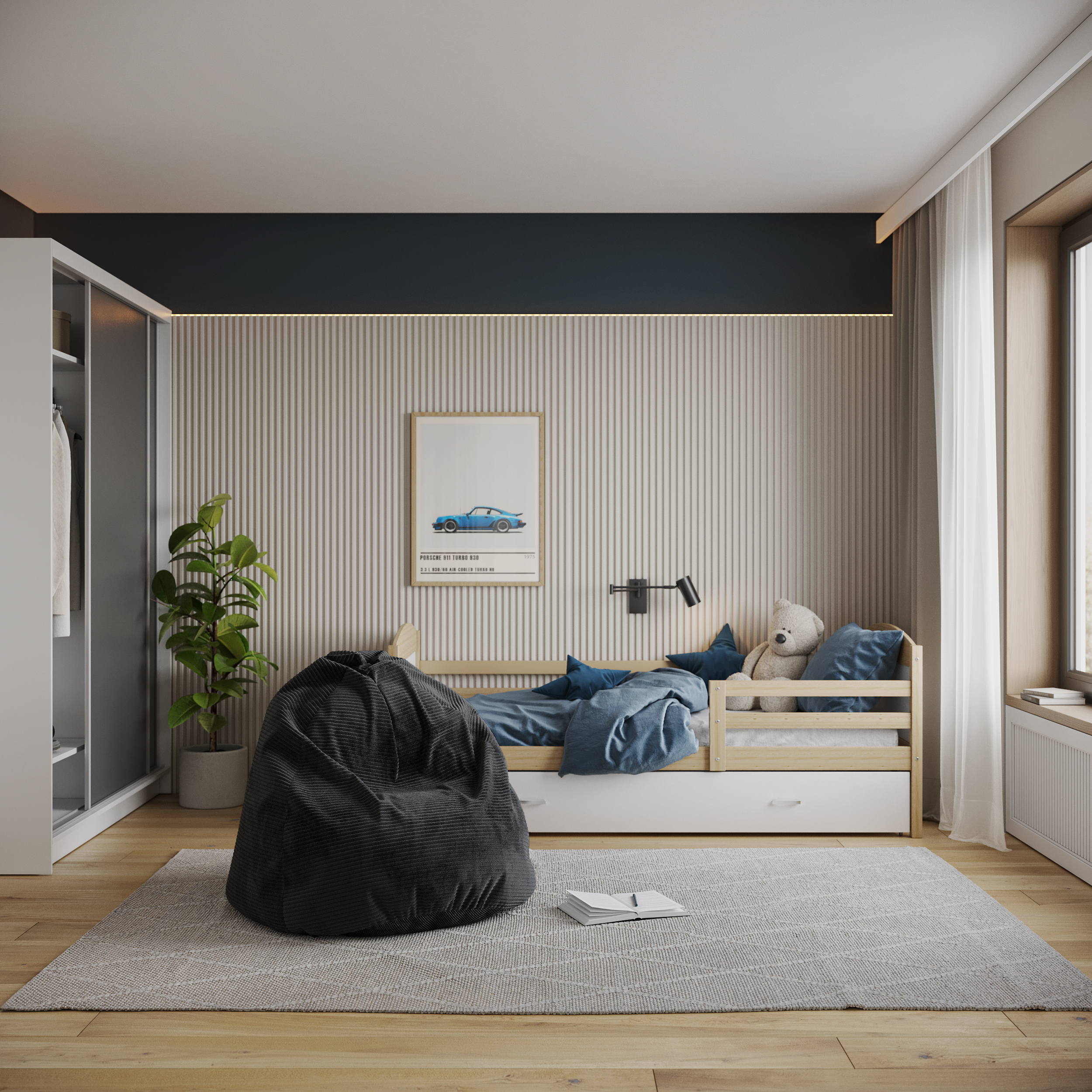 Sedací vak SAKO z manšestru SZTRUKS černý 95x115 cm