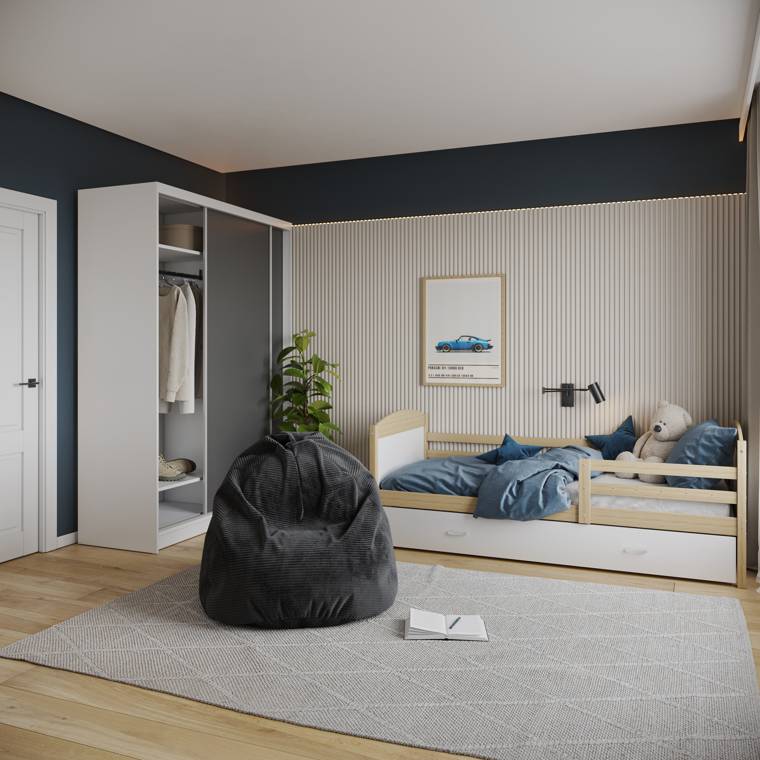 Sedací vak SAKO z manšestru SZTRUKS černý 95x115 cm