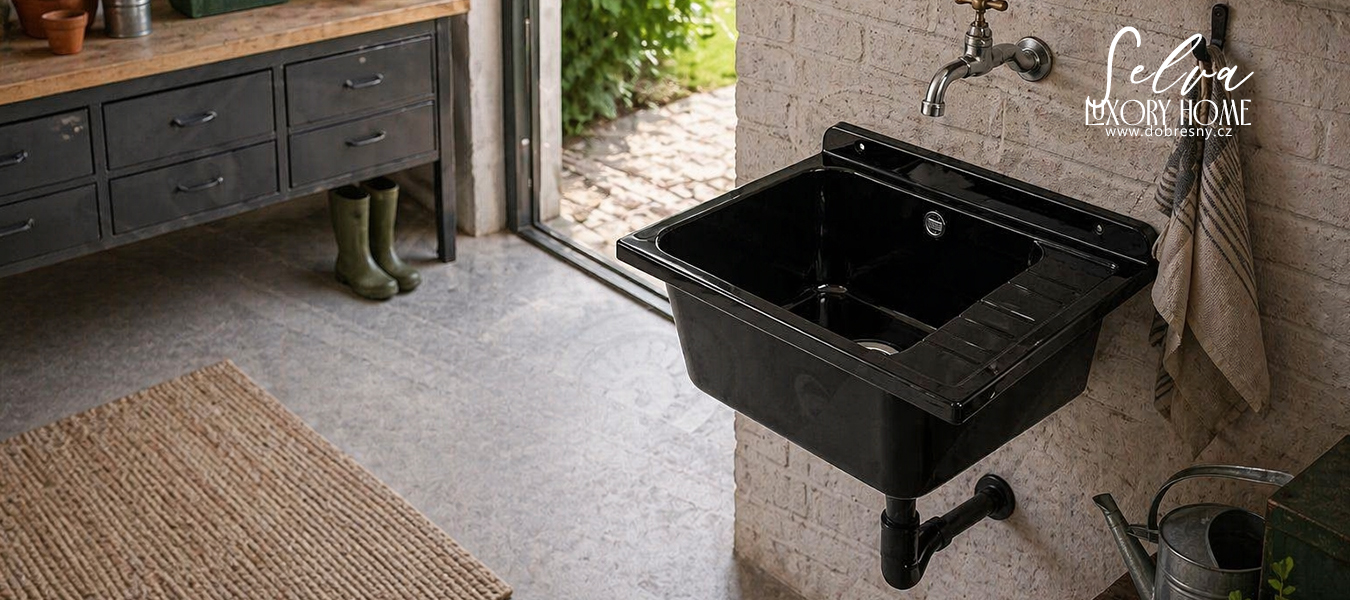 Závěsná výlevka SELVA ČERNÝ 58 x 38 x 26,7cm