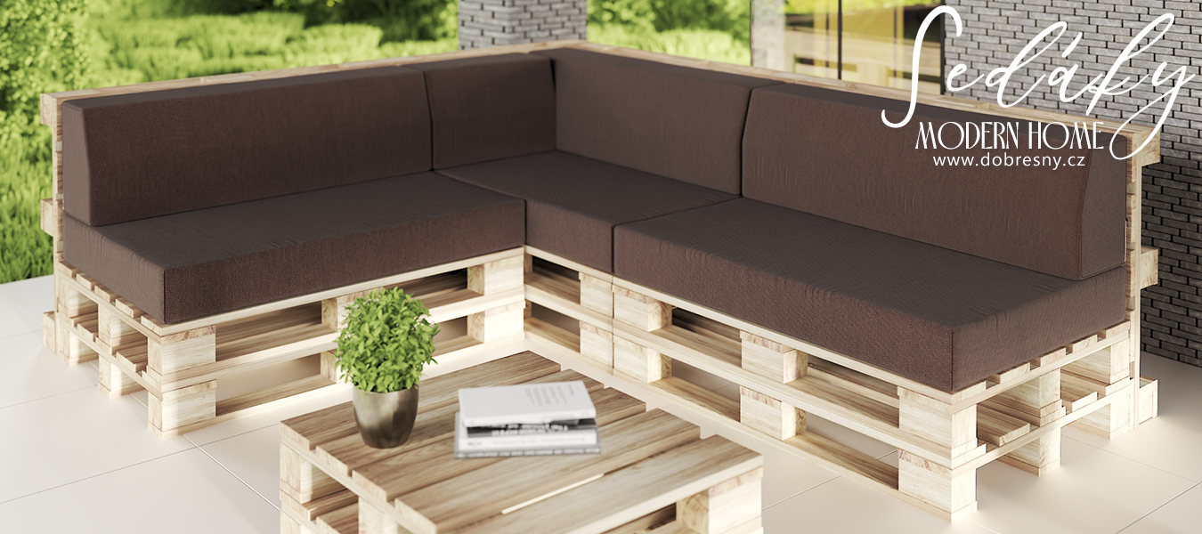 Zahradní sedák a opěrka na euro palety hydrofobní hnědé 120×78 cm