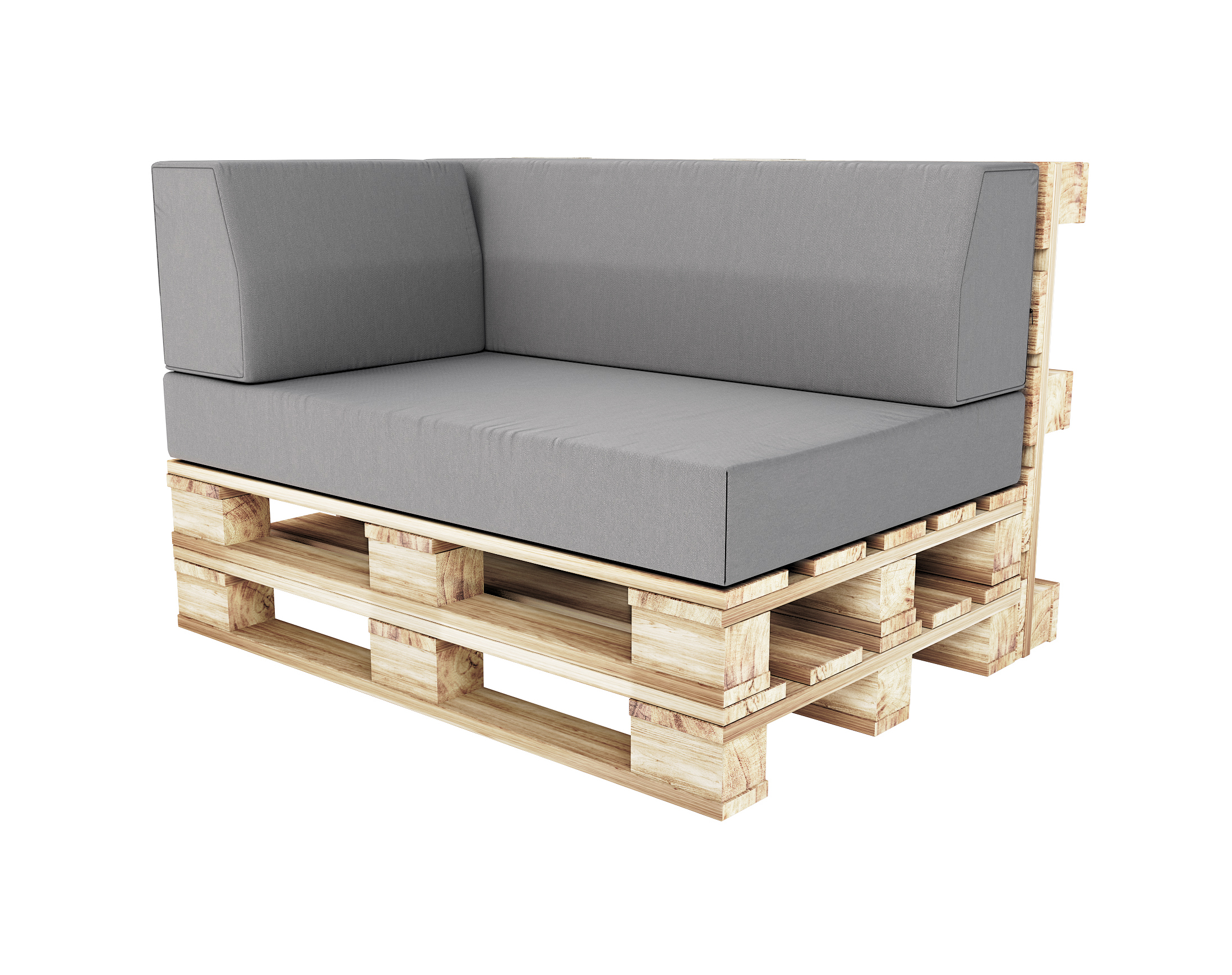 Zahradní sedáky a rohové opěrky na euro palety hydrofobní šedé 120×78 cm