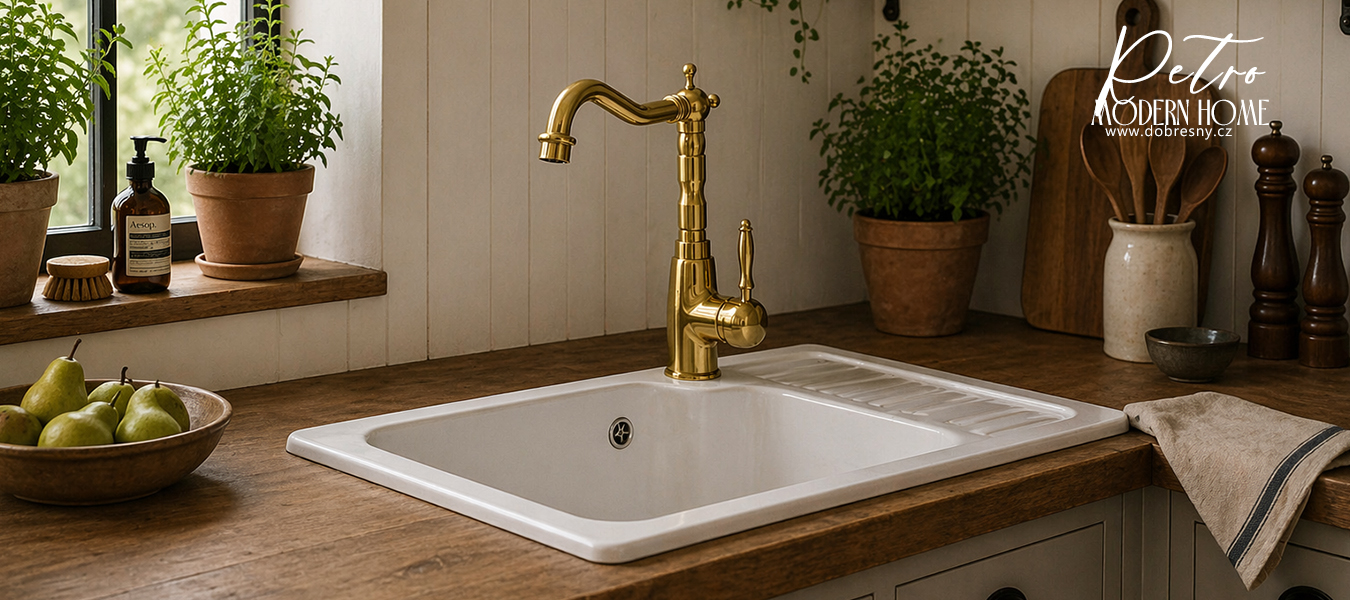 Kuchyňská baterie RETRO 3 zlatá