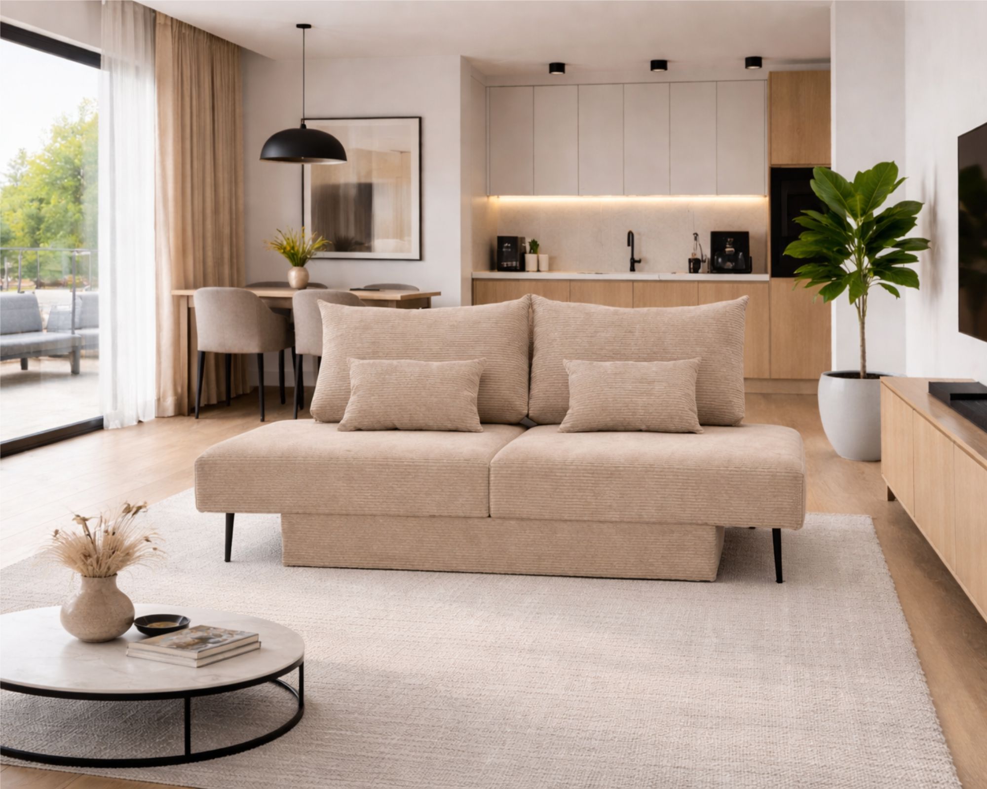 Modulární rohová pohovka MIRANO HNĚDÁ SZTRUKS 160x200