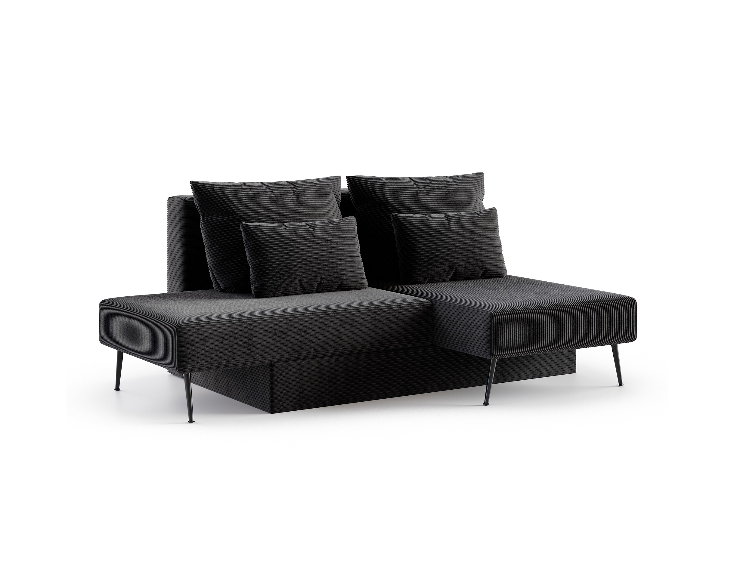 Modulární rohová pohovka MIRANO ČERNÁ SZTRUKS 160x200