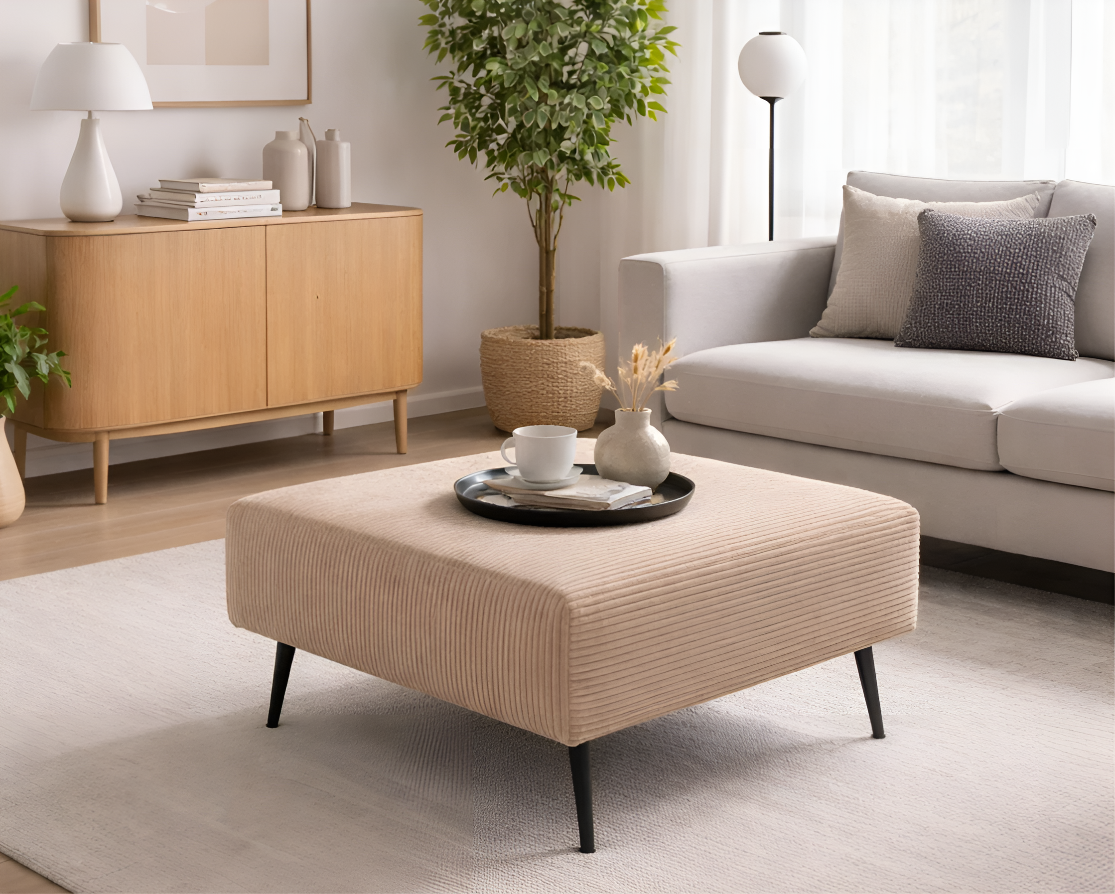 Čalouněný taburet pro modulární rohovou sestavu MIRANO MODRÝ SZTRUKS