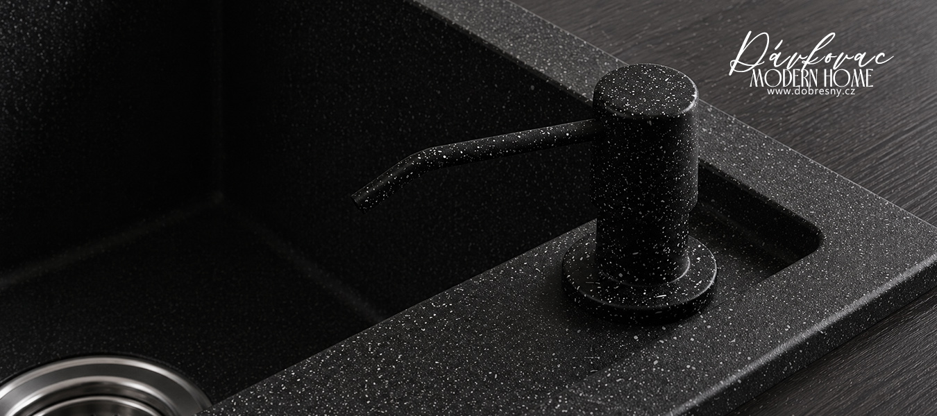 Dávkovač na mycí prostředky - ČERNÝ S TEXTUROU ŽULY