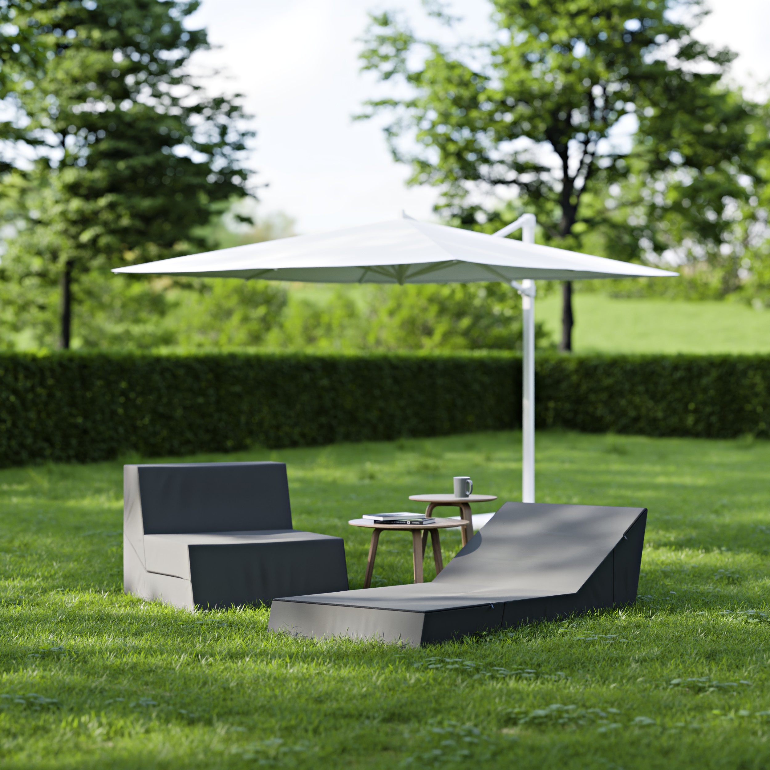 Rozkládací zahradní lehátko CALMA tmavě šedé voděodolné 80×190 cm