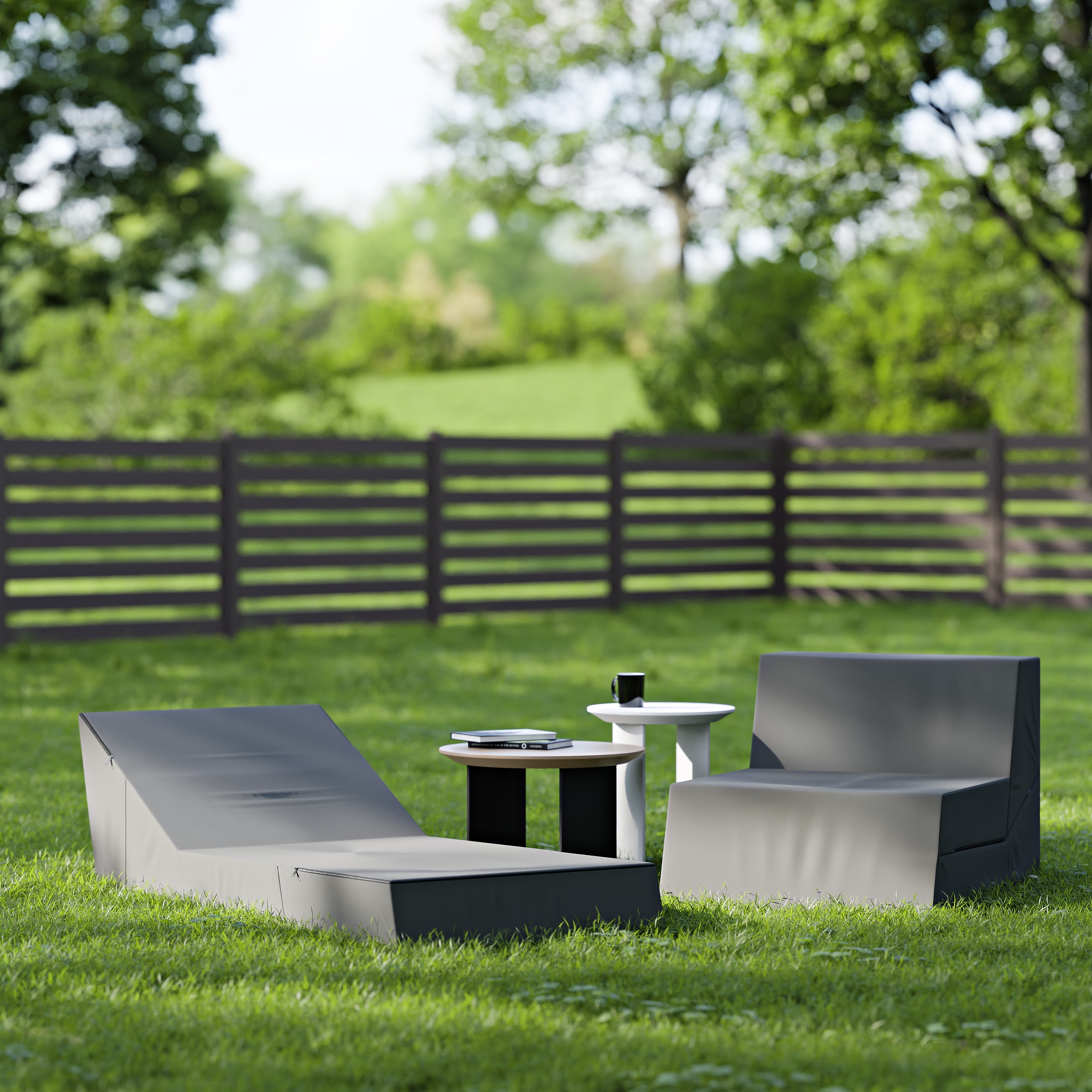 Rozkládací zahradní lehátko CALMA tmavě šedé voděodolné 80×190 cm