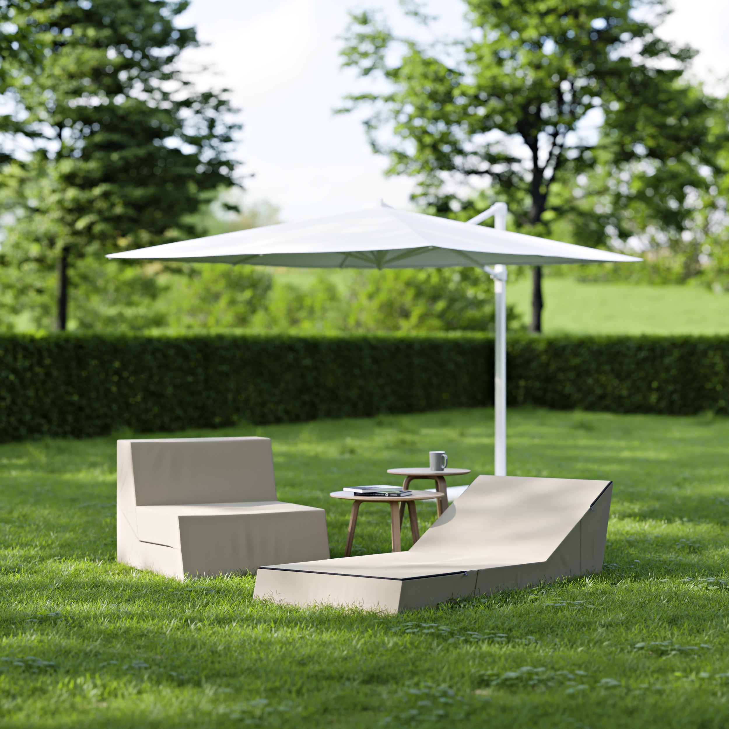 Rozkládací zahradní lehátko CALMA béžové voděodolné 80×190 cm