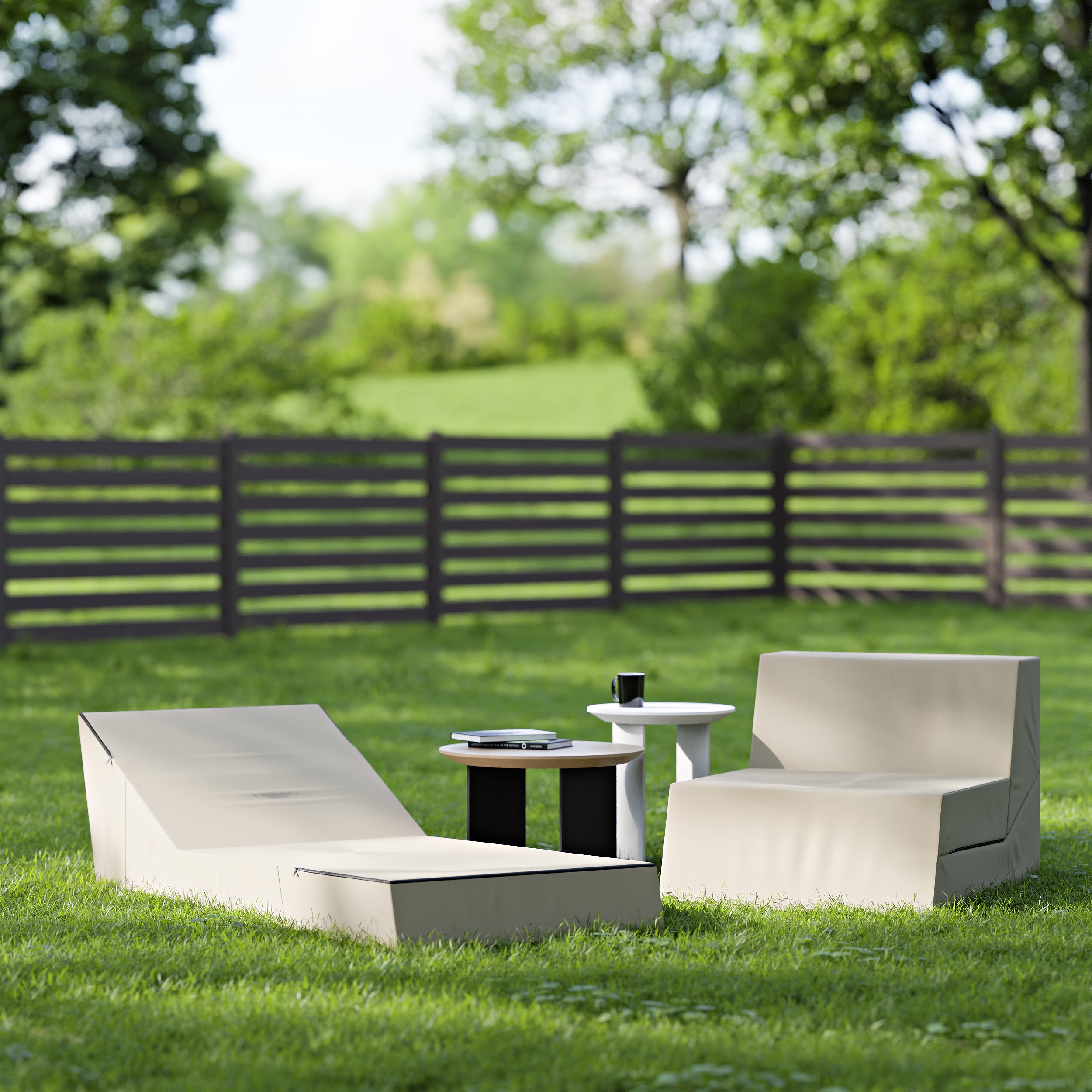 Rozkládací zahradní lehátko CALMA béžové voděodolné 80×190 cm