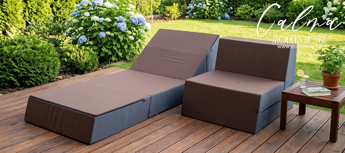 Rozkládací zahradní lehátko CALMA hnědé voděodolné 80×190 cm