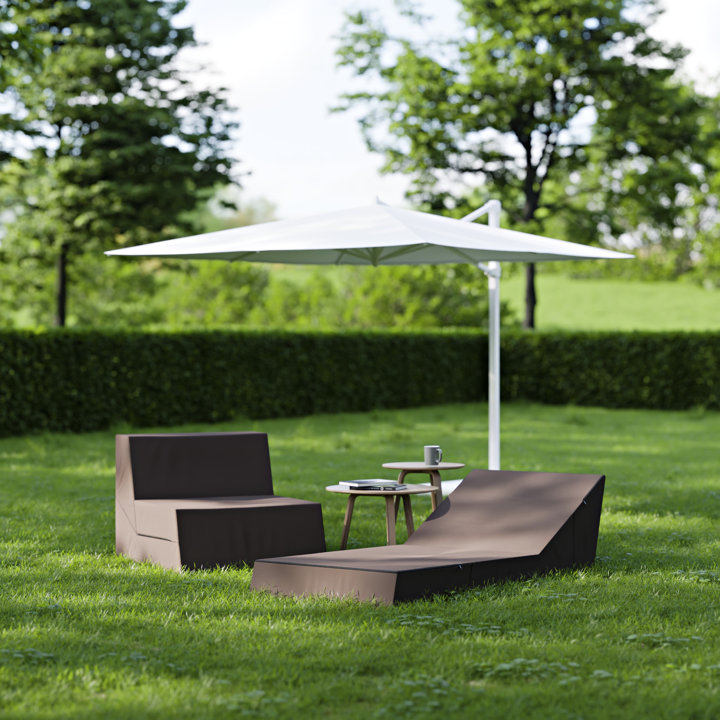 Rozkládací zahradní lehátko CALMA hnědé voděodolné 80×190 cm