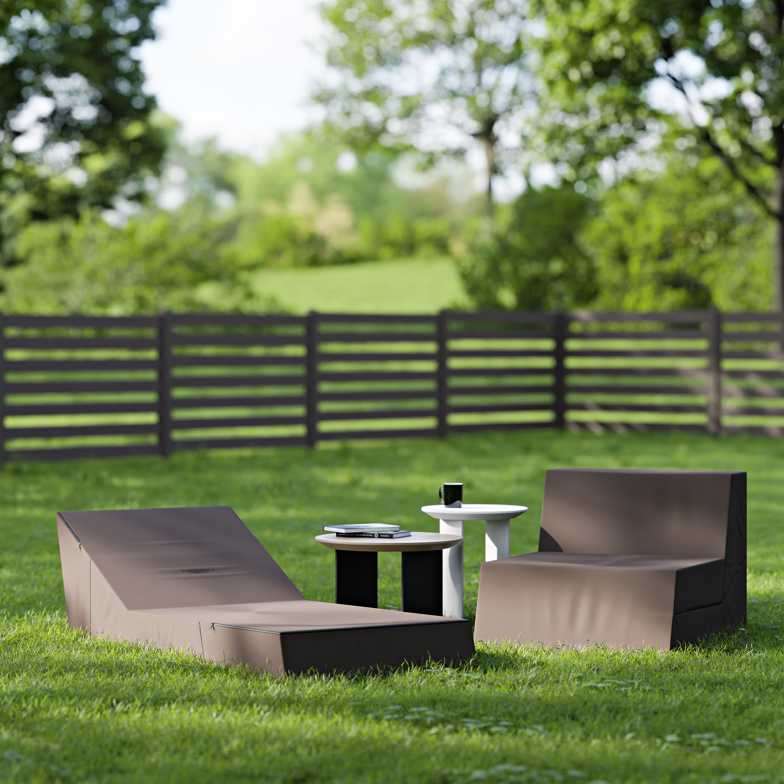 Rozkládací zahradní lehátko CALMA hnědé voděodolné 80×190 cm