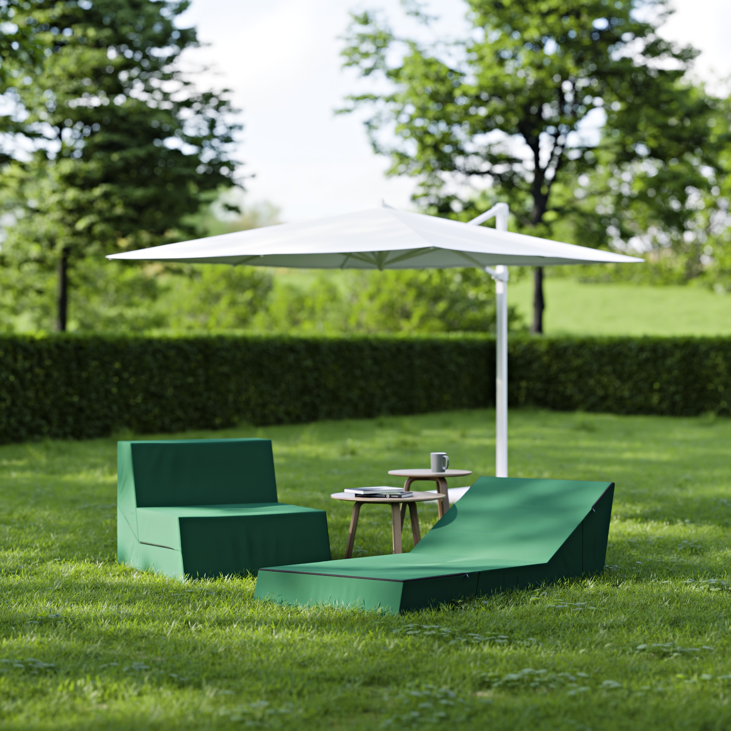 Rozkládací zahradní lehátko CALMA zelené voděodolné 80×190 cm