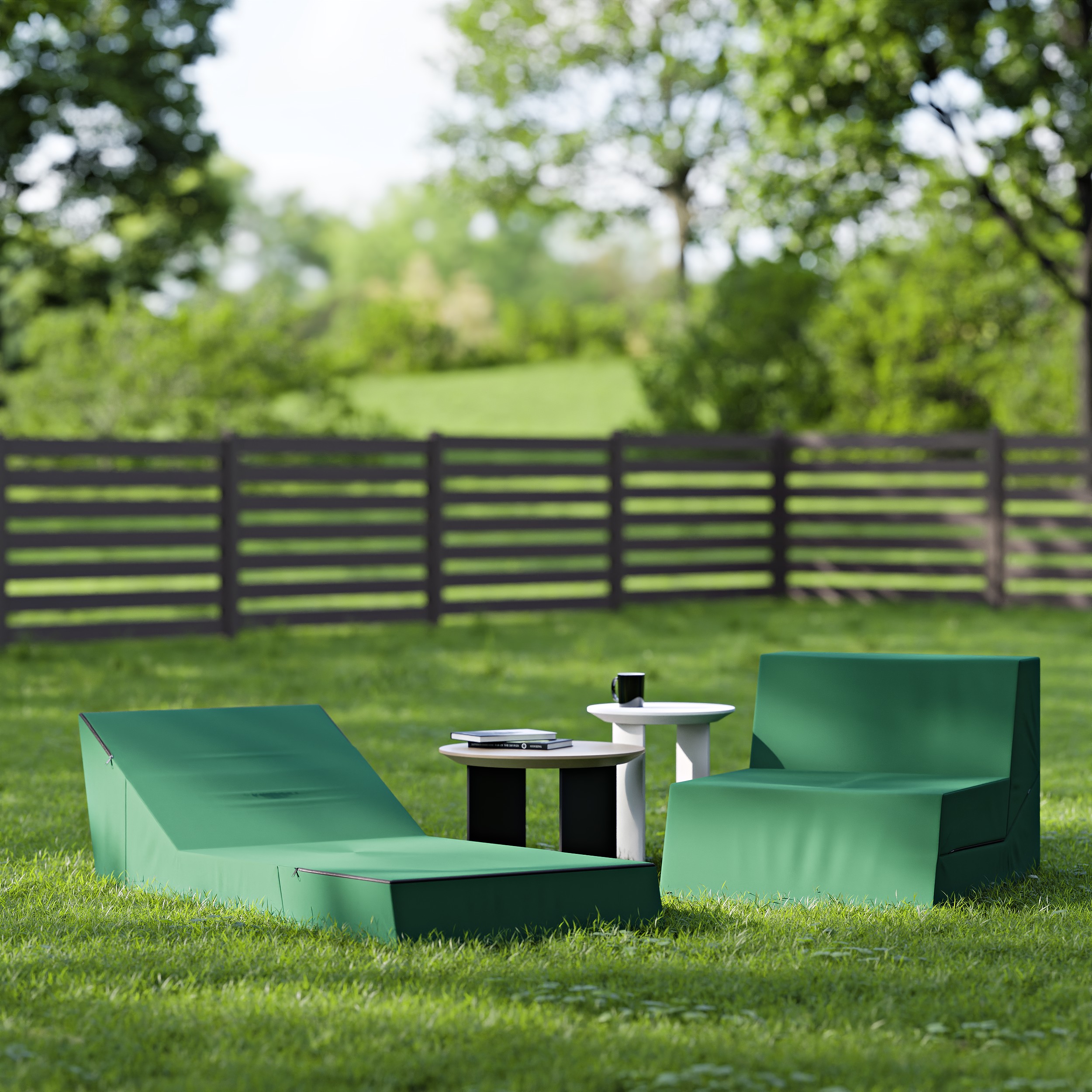 Rozkládací zahradní lehátko CALMA zelené voděodolné 80×190 cm