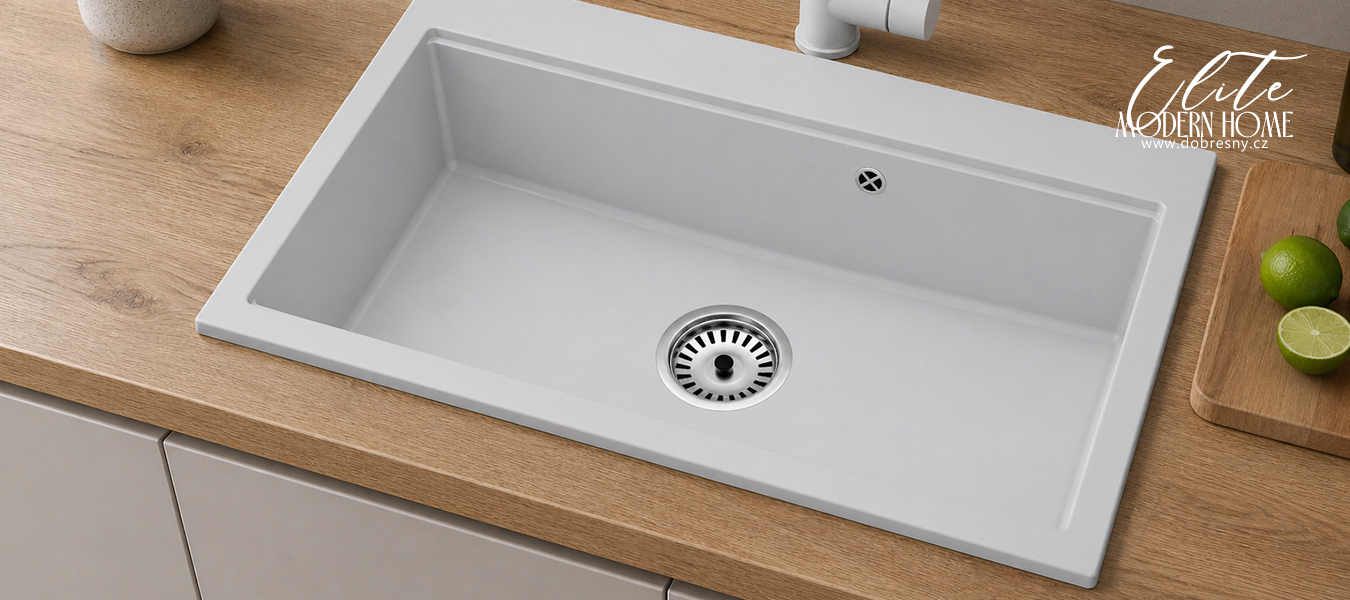 Granitový dřez ELITE 90 BÍLÝ 90 x 50 x 21cm
