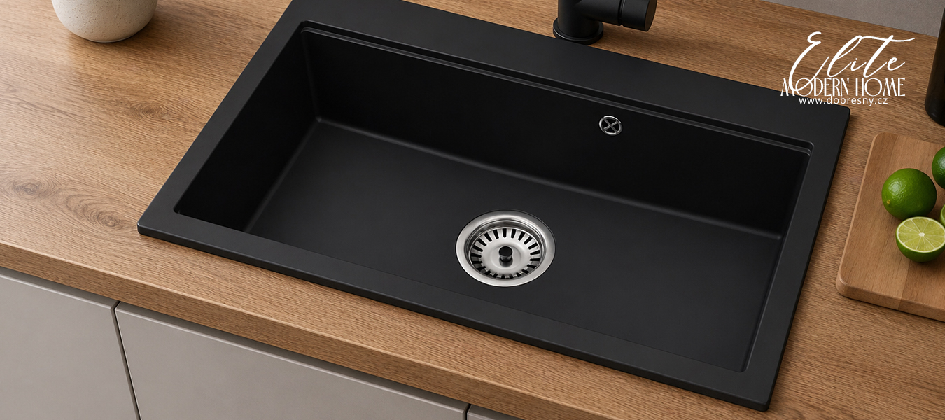 Granitový dřez ELITE 90 ČERNÁ 90 x 50 x 21cm