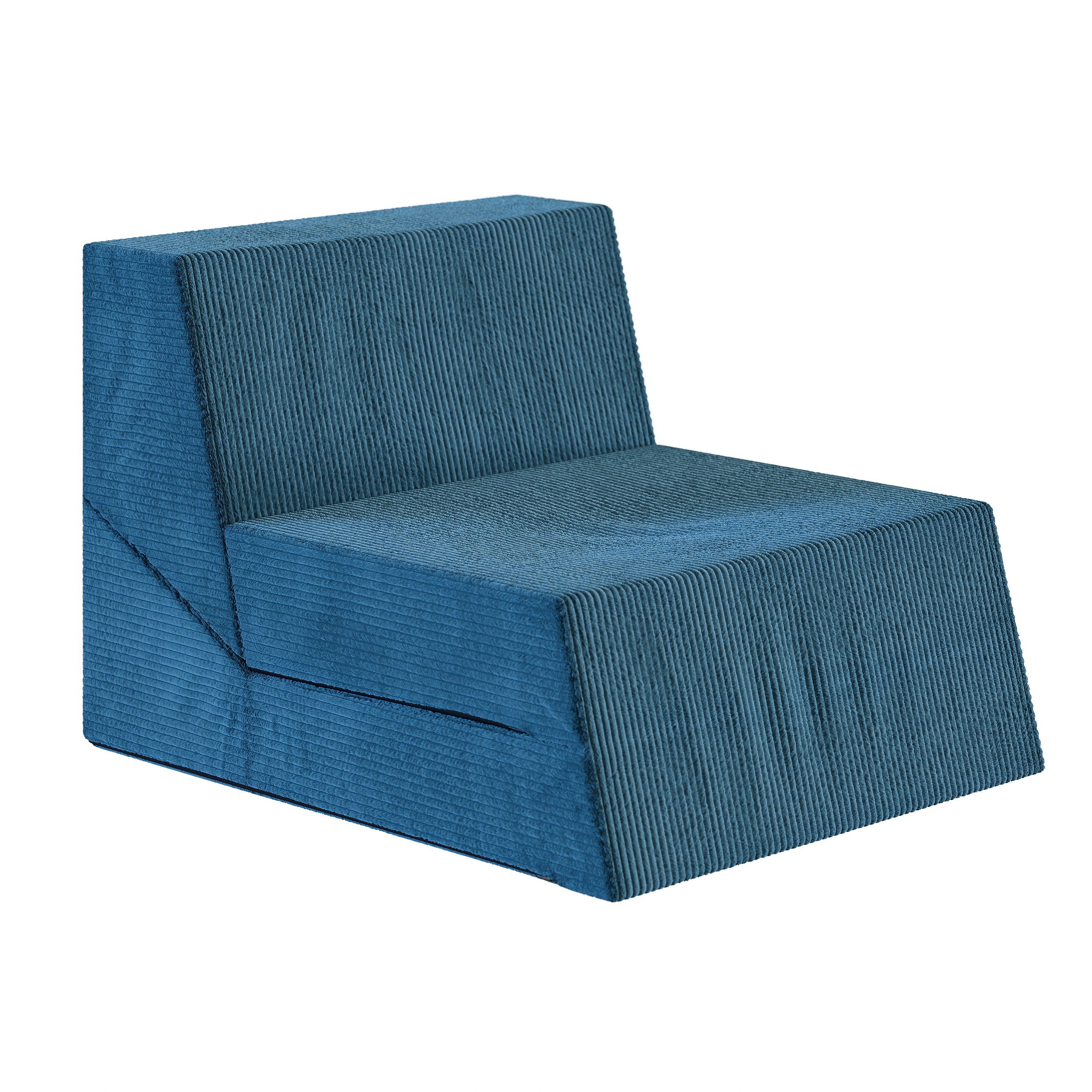 Rozkládací křeslo CALMA modré z manšestru SZTRUKS 80x190 cm