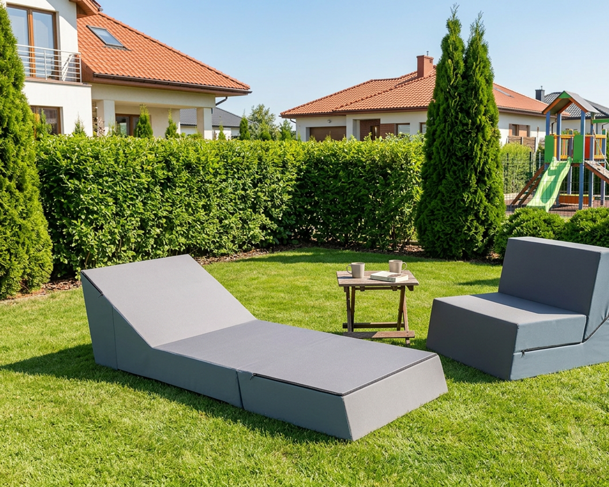 Rozkládací křeslo CALMA šedé z manšestru SZTRUKS 80×190 cm