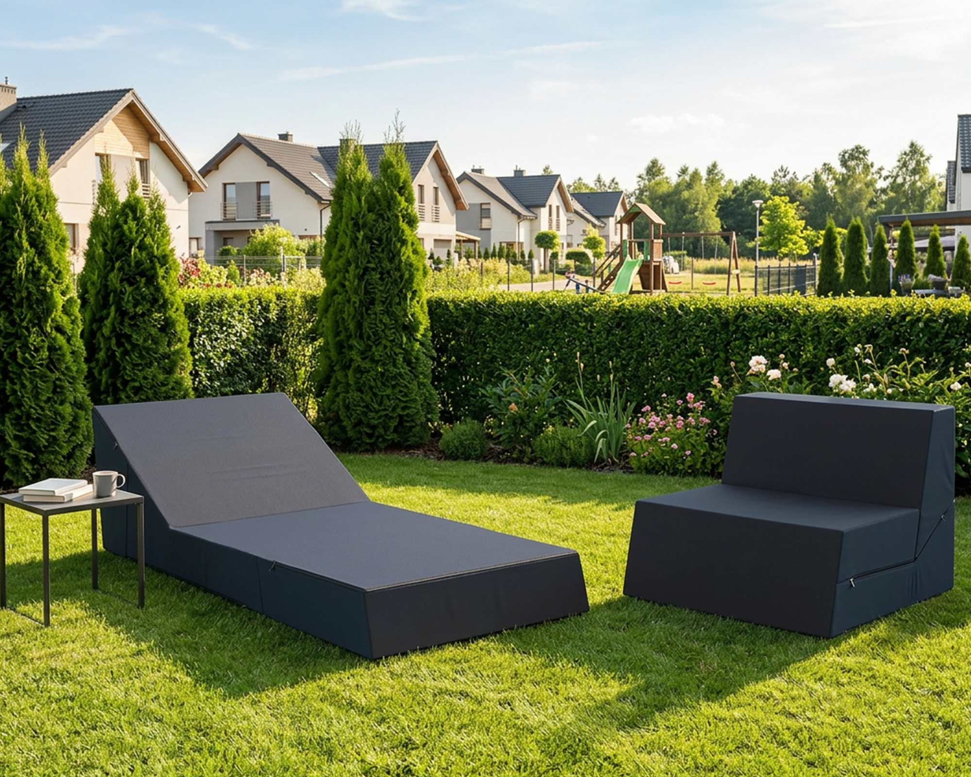 Rozkládací křeslo CALMA černé TRINITY 80×190 cm