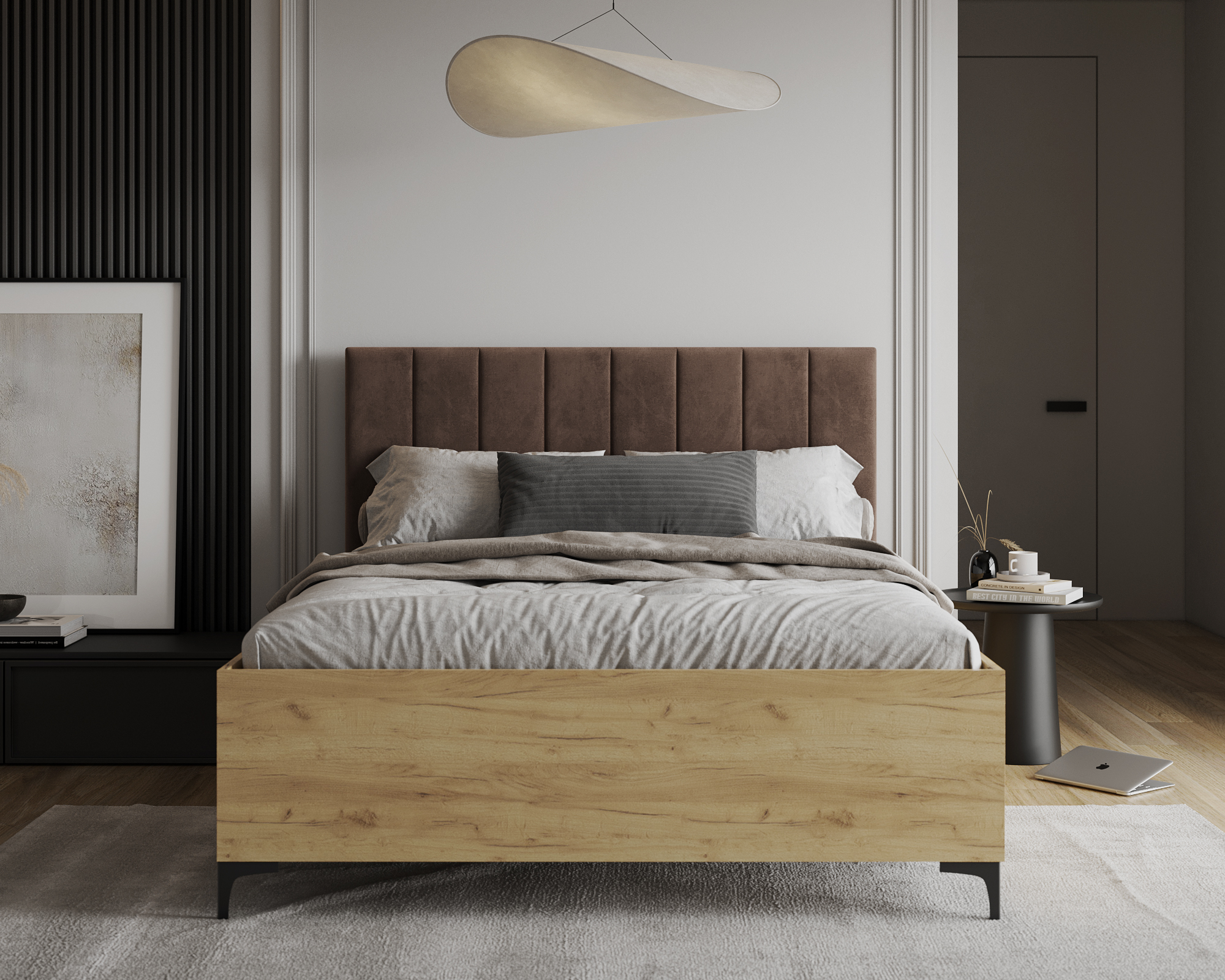 Postel SIERRA 90×200 s kovovým zdvižným roštem TRINITY Dub Craft - Hnědá