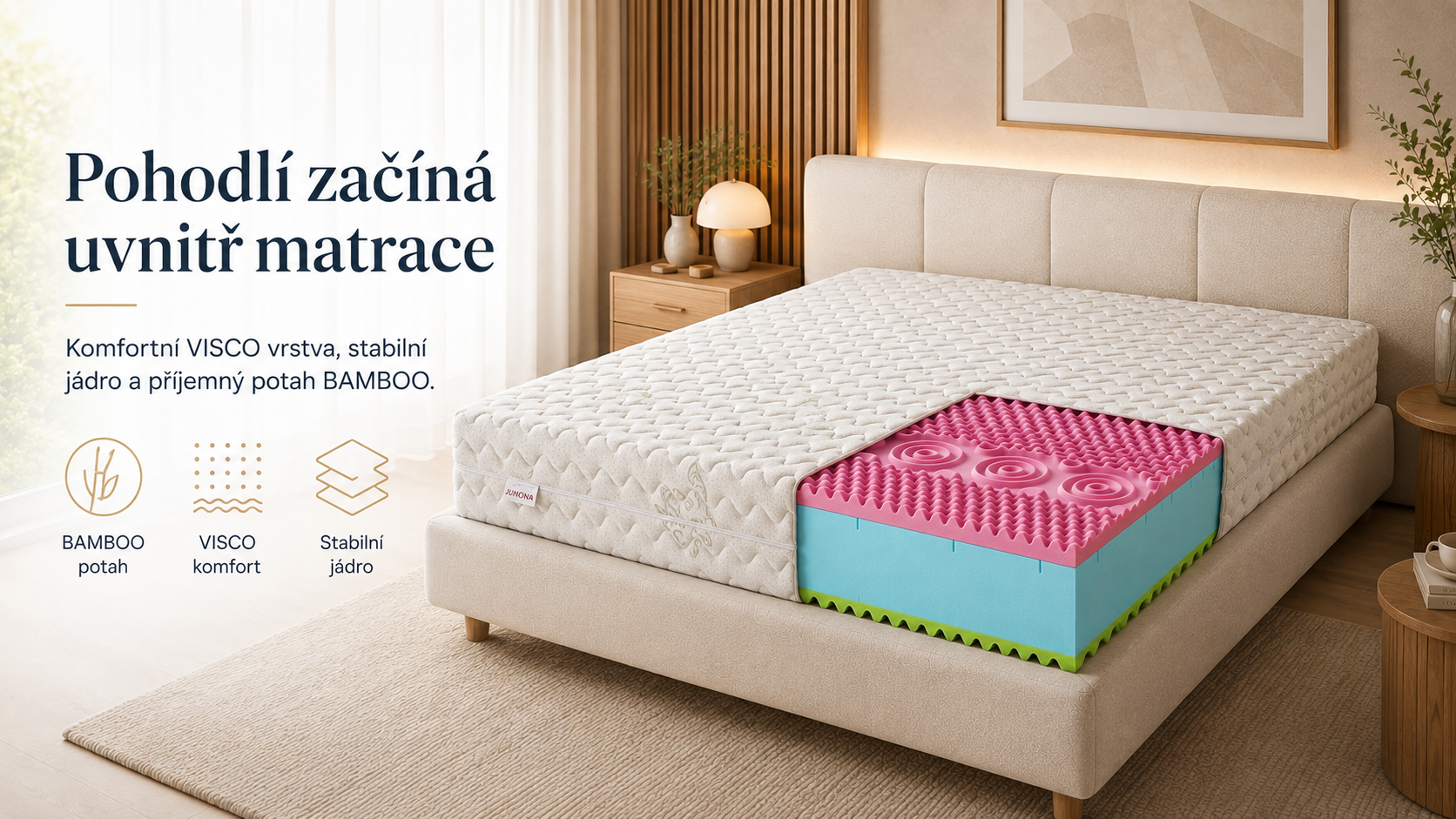 Pěnová matrace JUNONA BAMBOO 80x200x24cm